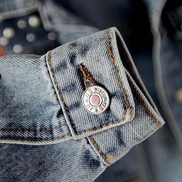 KIKI Jeansbluse Damen-Perlenjacke, vielseitig, locker und schmal geschnitten