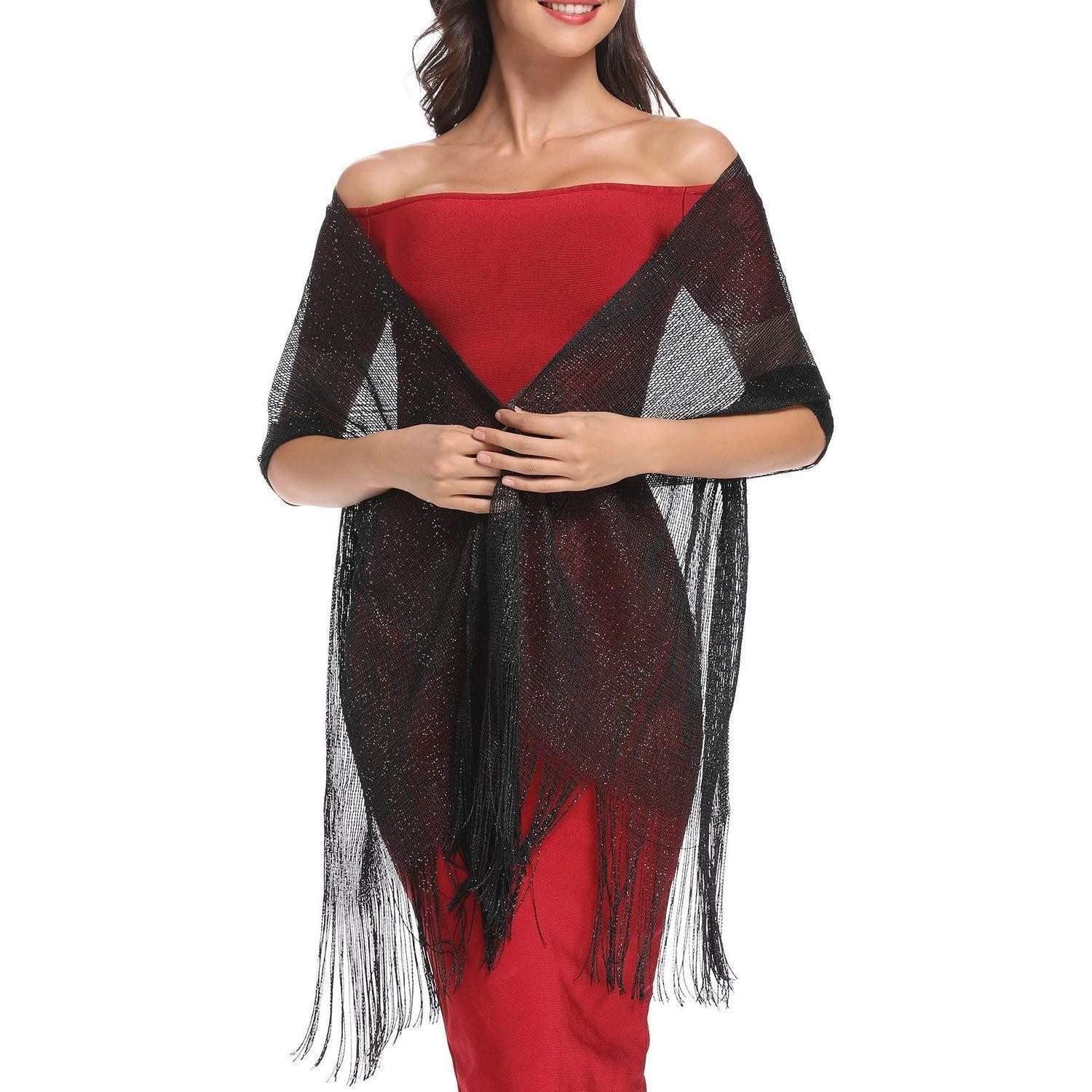 LuxusKollektion Modetuch Abendkleid Schal Schwarz, (1-St)