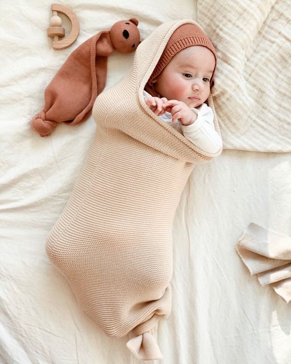Babydecke Minora Baby Strickwaren Cocoon-Tedy Swaddle Set, 0-8 Monate, Mino günstig online kaufen