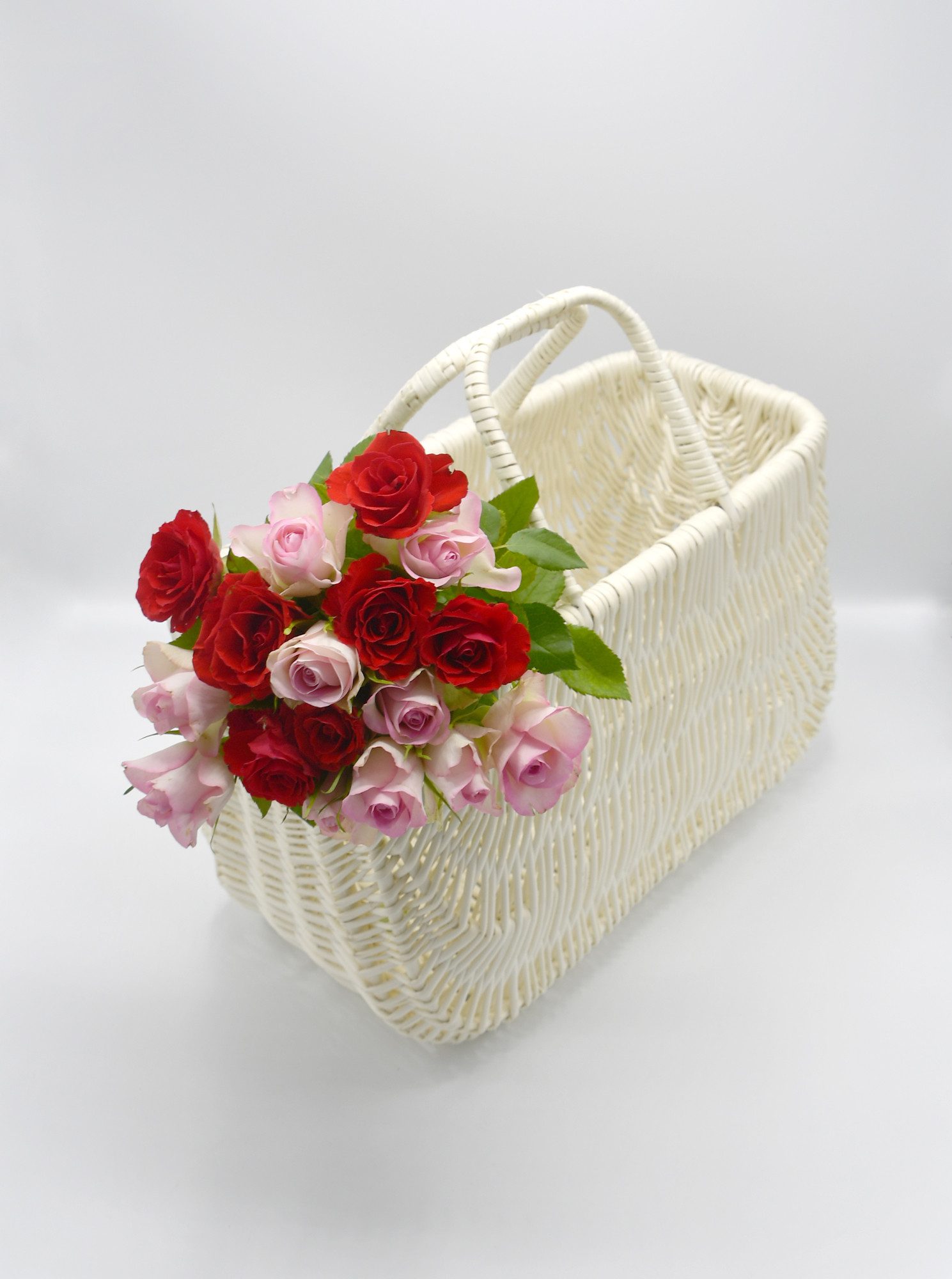 MyBer® Korbtasche Tasche Korb aus Weide, Weidenkorb, Tragekorb, Einkaufskorb geflochten (1-tlg., K9-489-W), weiß geflochten Handarbeit 40/19/29cm K9-489-W