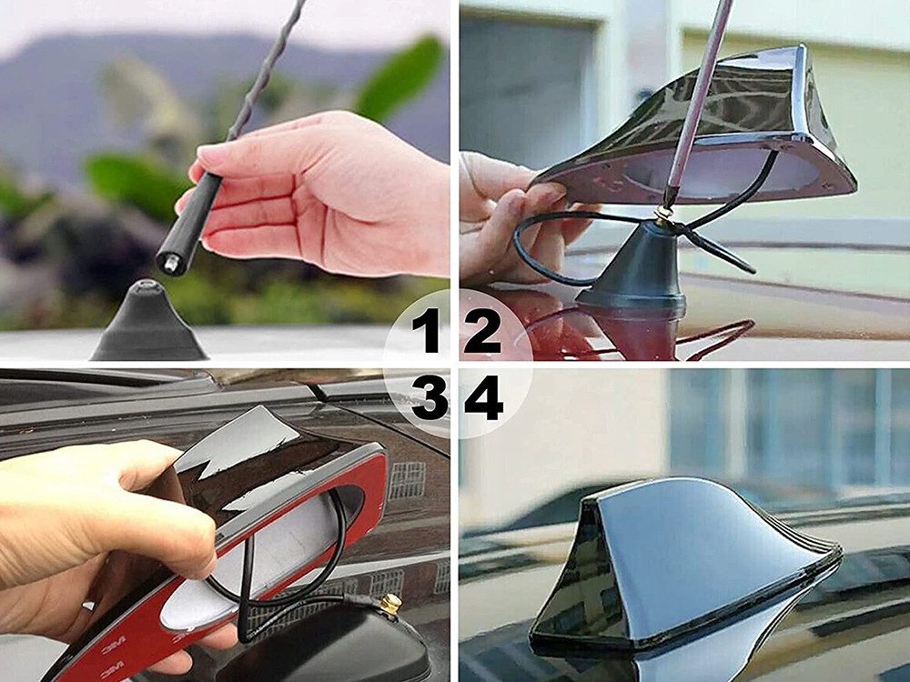 VERK GROUP Auto Haifisch Antenne Shark AM/FM Dachantenne Universal Schwarz Dachantenne (für PKW, Limousinen, Kombis, SUV, Fahrzeugnachrüstung), Haifischflossen- – Bild 4 von 5