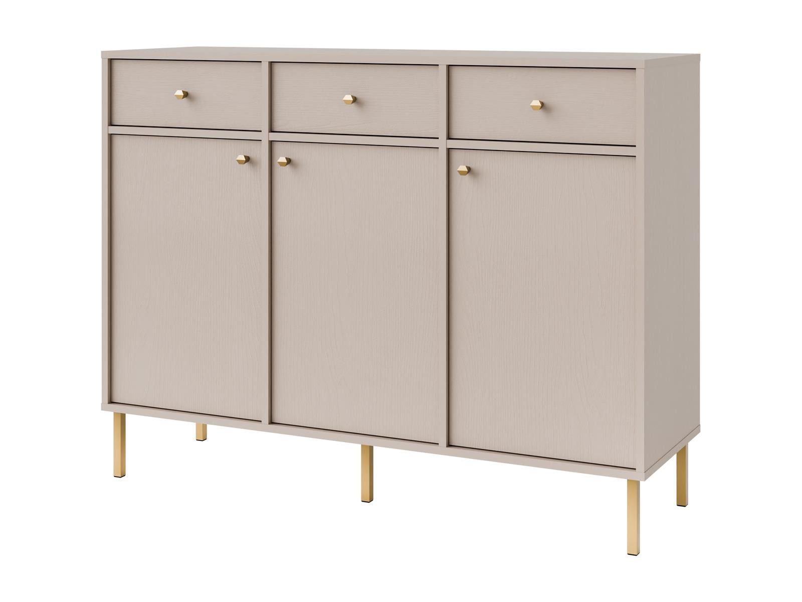 Compleo Kommode mit 3 Schubladen, Sideboard mit 3 Türen MALMA, Elegant design