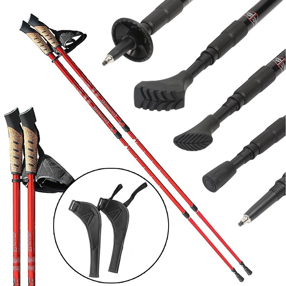 Feel2Home Nordic-Walking-Stöcke Teleskopstöcke Teleskop-Trekkingstöcke Wanderstöcke versch. Farben (Stück, 2 St., 2 Stöcke), Teleskopstock