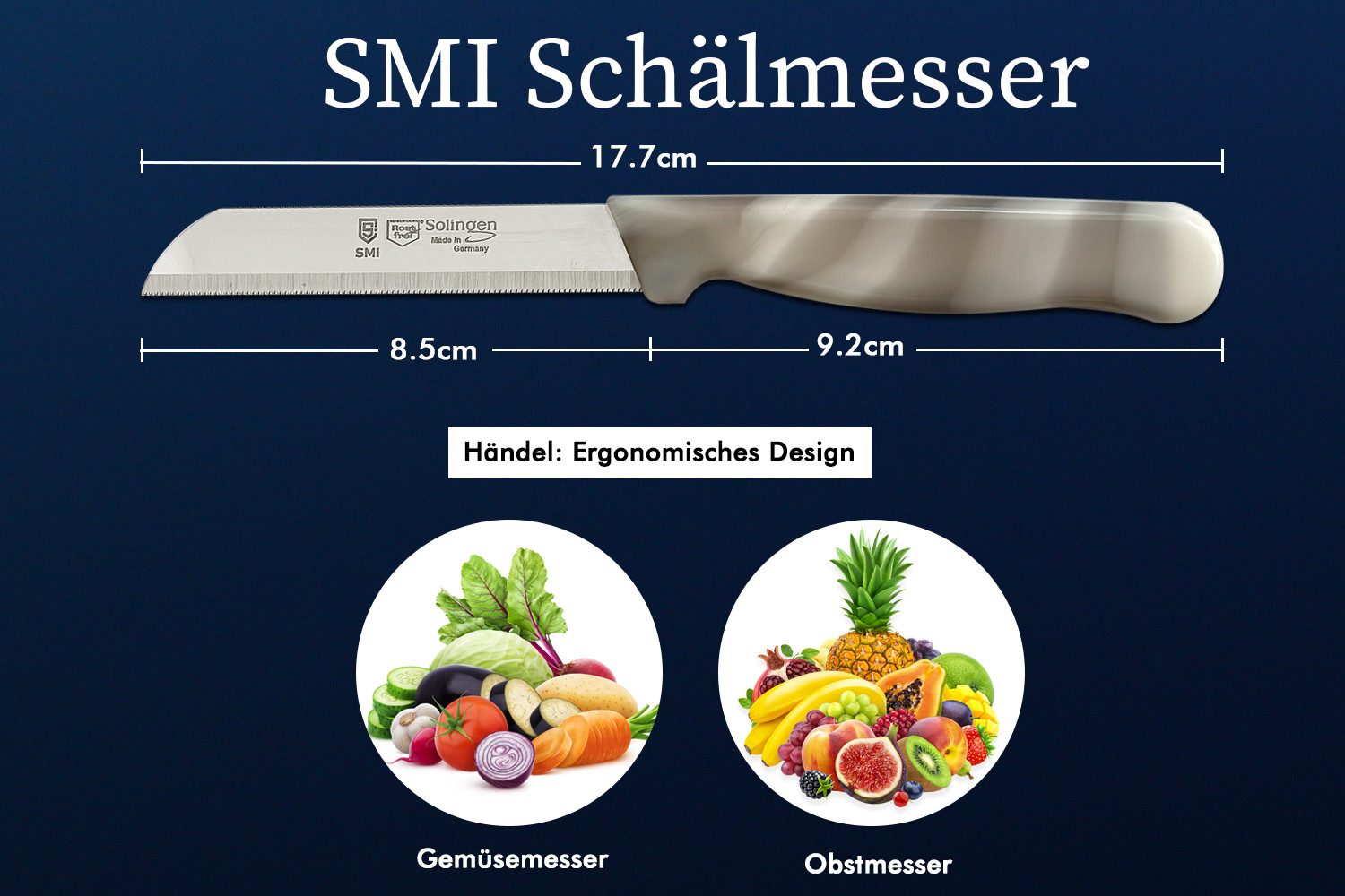 SMI Obstmesser Solingen Schälmesser Wellenschliff Küchenmesser Gemüsemesser 12-tlg
