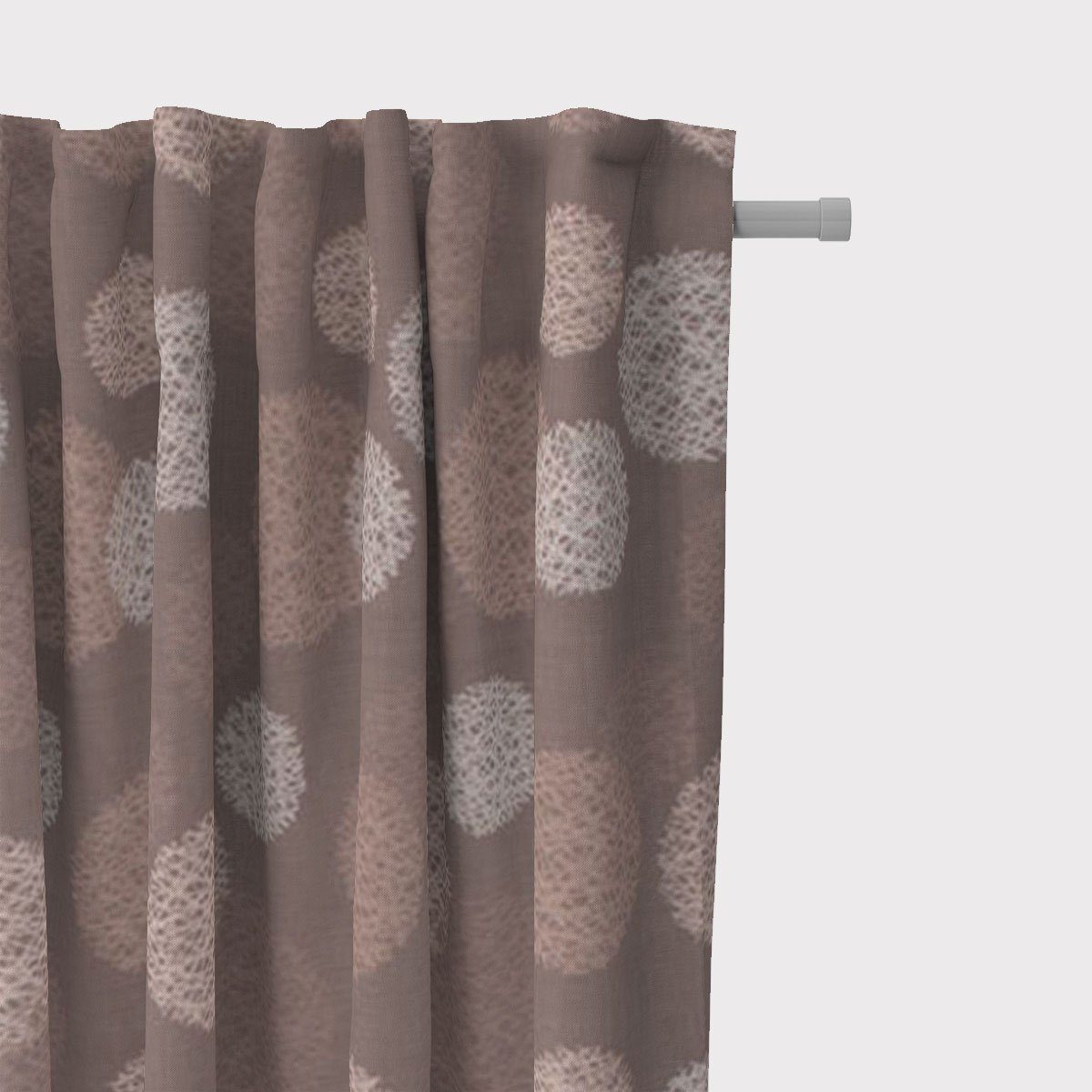 SCHÖNER LEBEN. Vorhang Gardine Jacquard Satinlook Kreise rosenholz beige 245cm, Smokband, blickdicht, made in Germany,handmade,doubleface,vorgewaschen