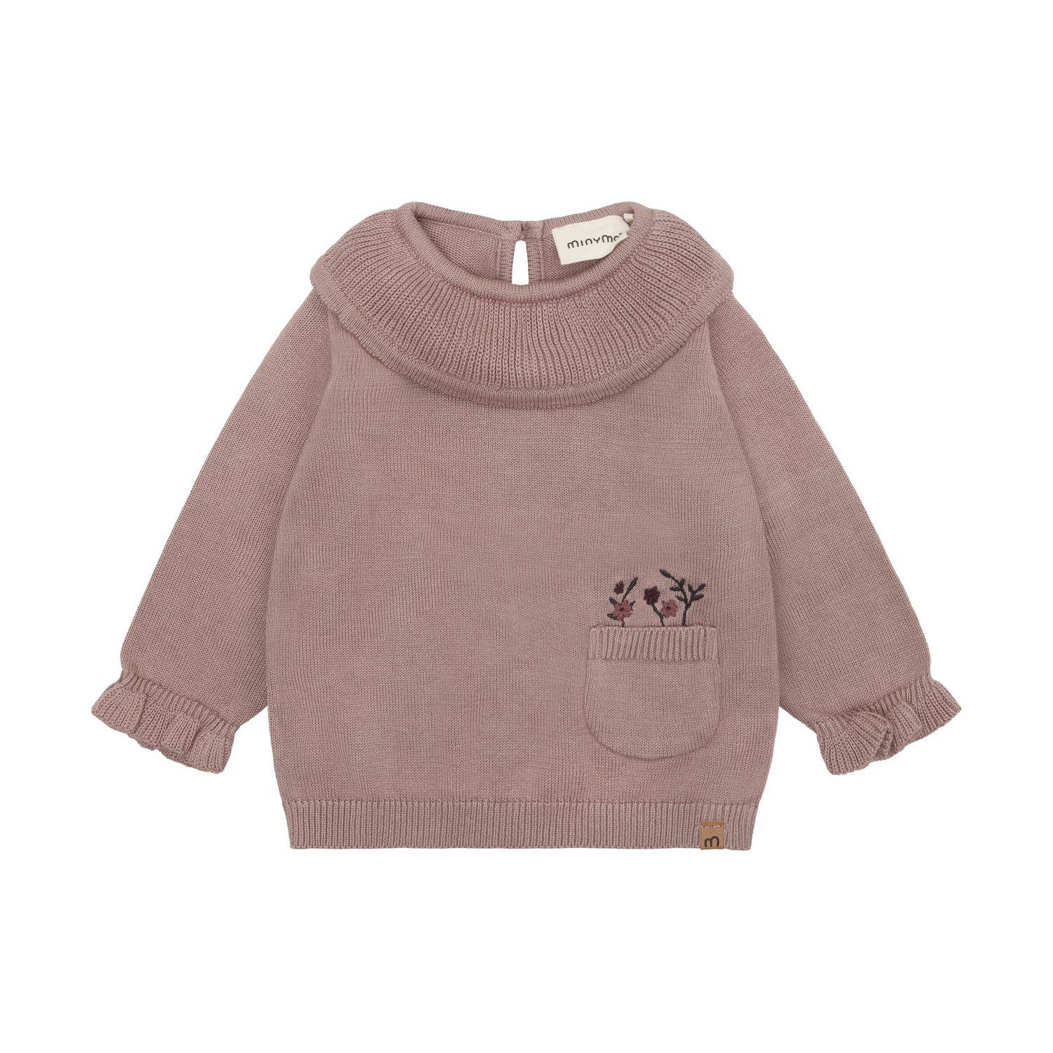 Minymo Strickpullover Baby Pullover Mädchen Strickpullover Rosa mit Rollkragen