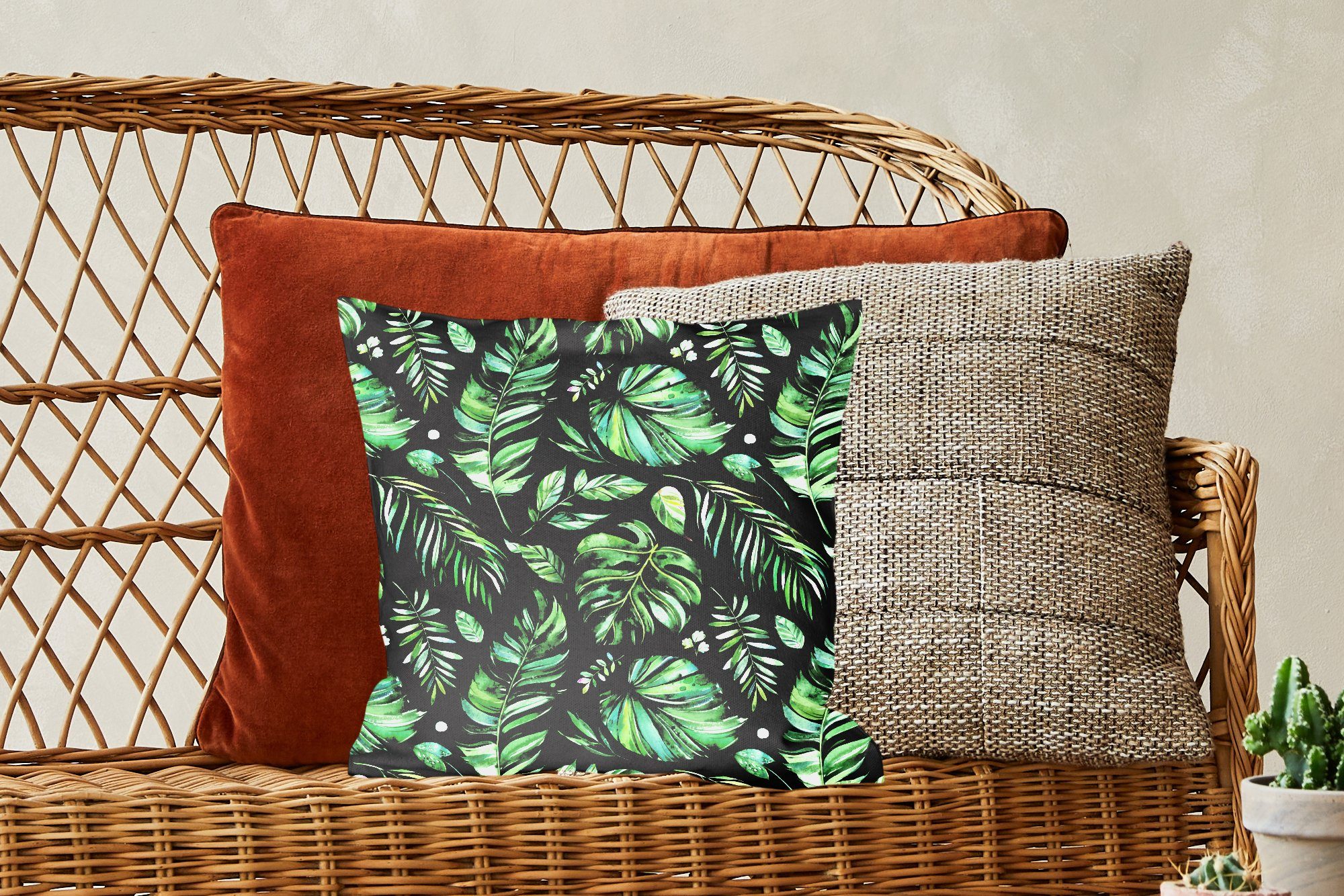 MuchoWow Dekokissen Blätter - Tropisch Sofakissen Schlafzimmer, Füllung mit Muster, für Wohzimmer, Zierkissen - Deko, Dschungel 