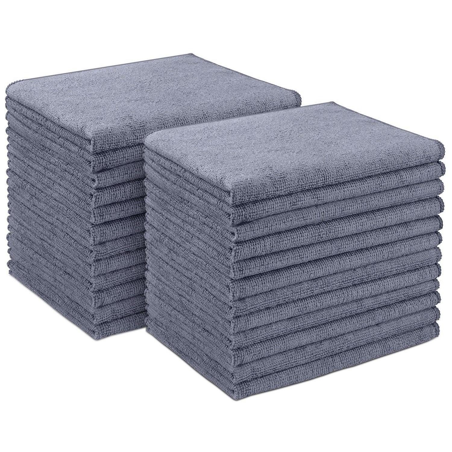 LuxusKollektion Autotuch Mikrofaser Waschlappen Allzweck 30x40cm 24er Grau 24 Mikrofasertuch