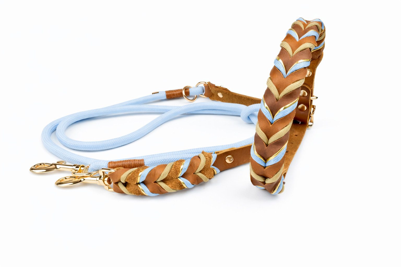 Tierluxe Hundeleine Geflecht, Geflochtene Lederleine mit Paracord