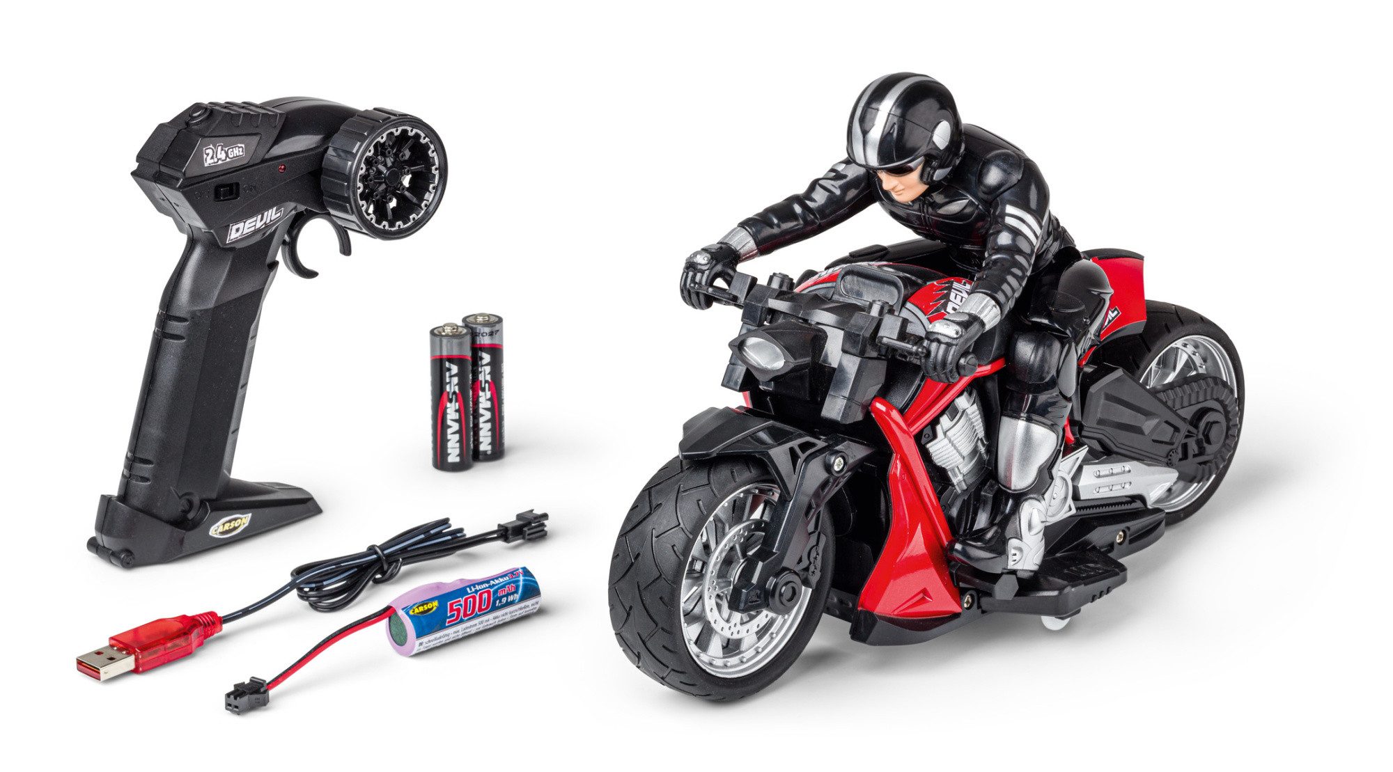 Carson RC Devil Bike Elektro Motorrad rot 100% RTR RC-Ladegerät