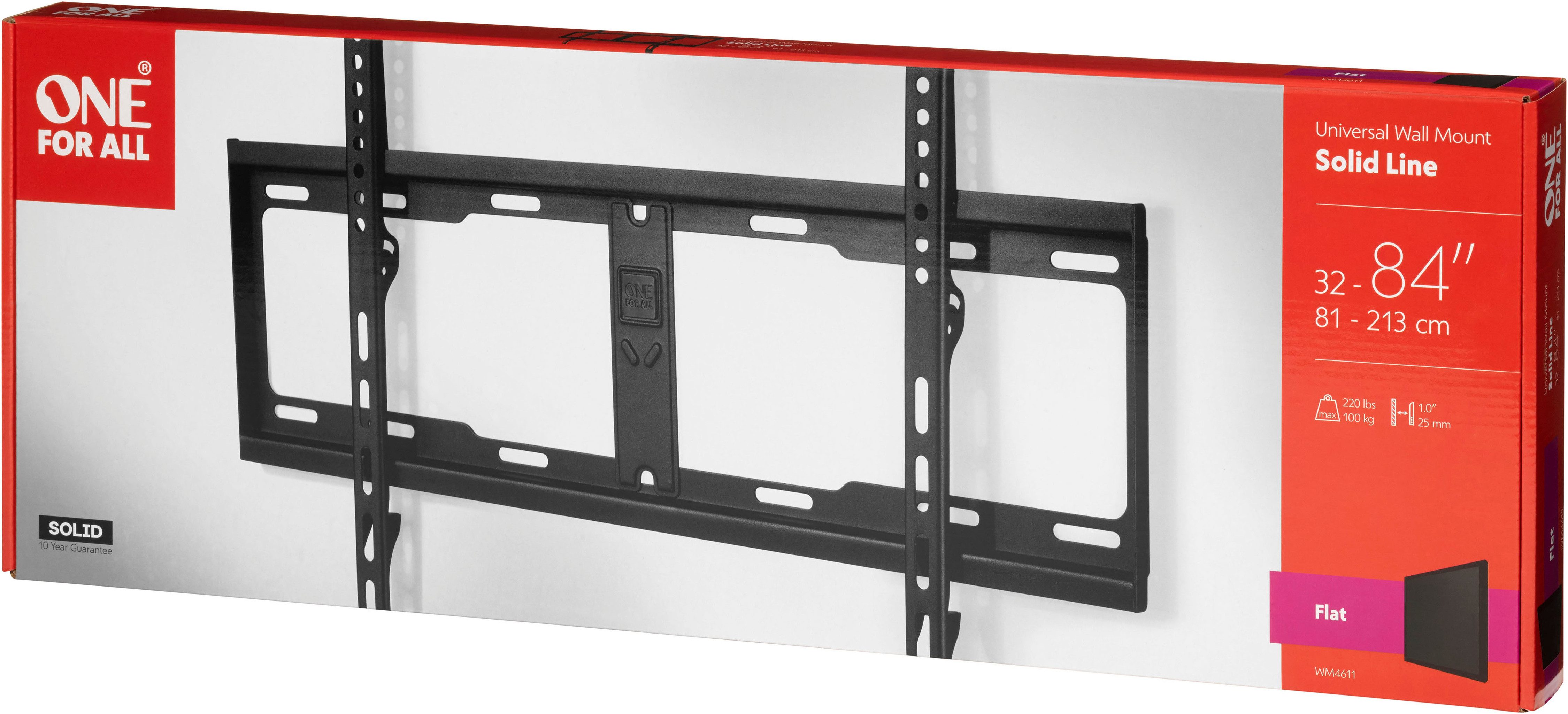 One for All TV-Wandhalterung Solid Flat WM4611, (bis 84 Zoll)