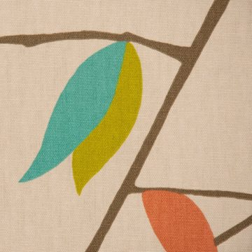 Vorhang SCHÖNER LEBEN. Vorhang beige mit Blätter braun grün rot 245cm, SCHÖNER LEBEN., (1 St), blickdicht, Baumwolle, handmade, made in Germany, vorgewaschen