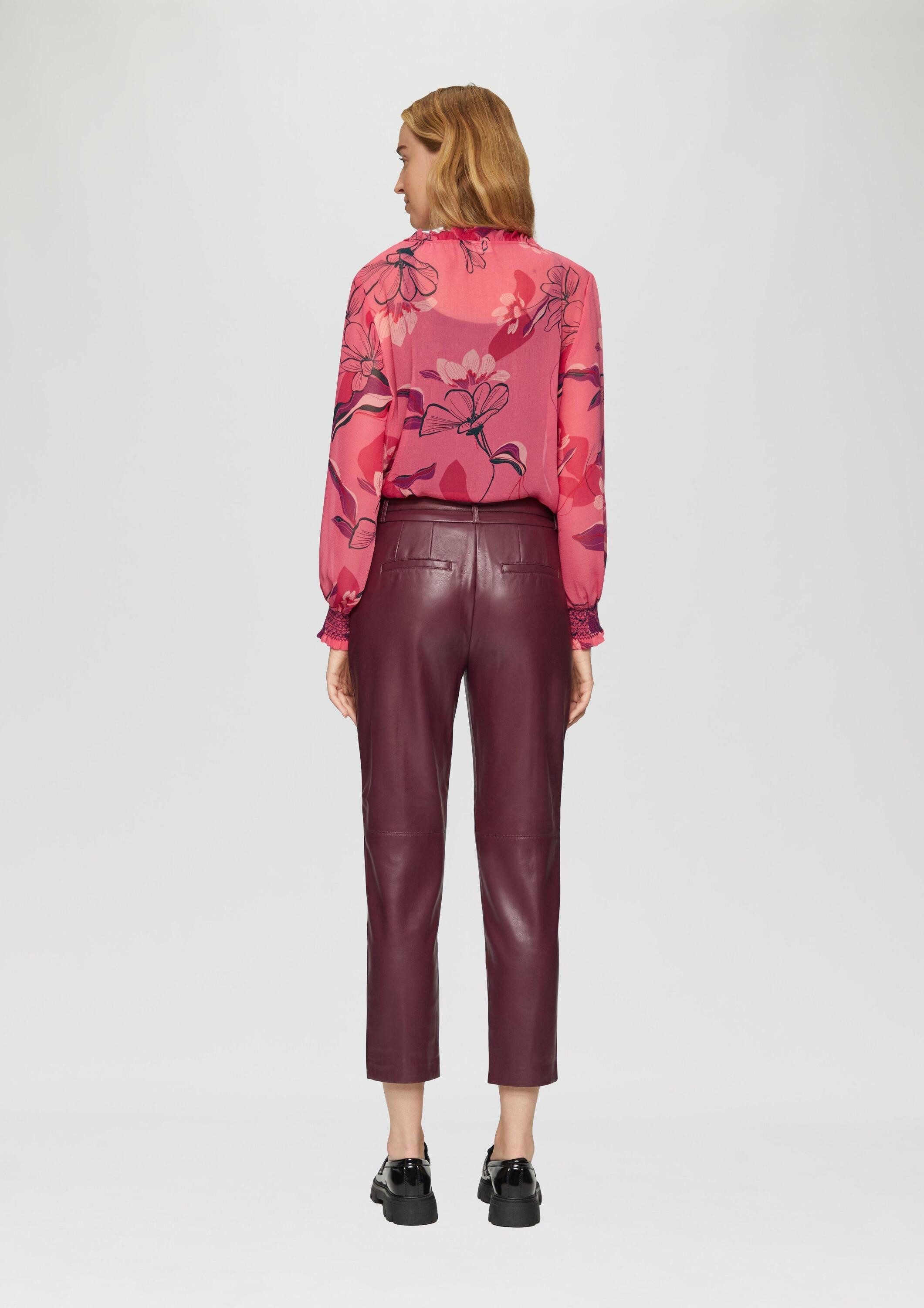 s.Oliver Langarmbluse Bluse Transparente Chiffon-Bluse mit Smok-Details