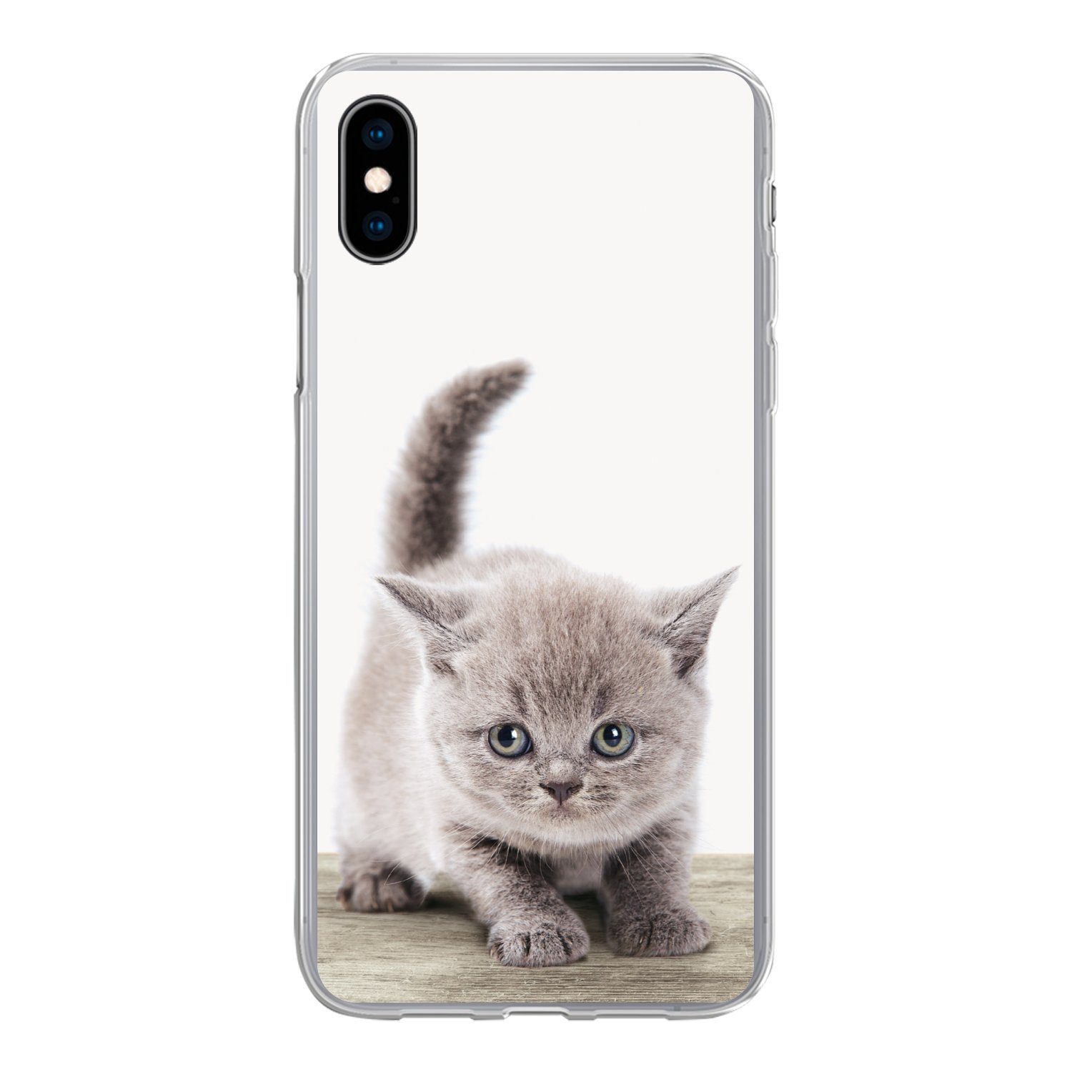 MuchoWow Handyhülle für Apple iPhone XS Kätzchen - Katze - Haustiere - Jungen - Kinder - M, Smartphone-Bumper, Print, Handy Schutzhülle Dünn