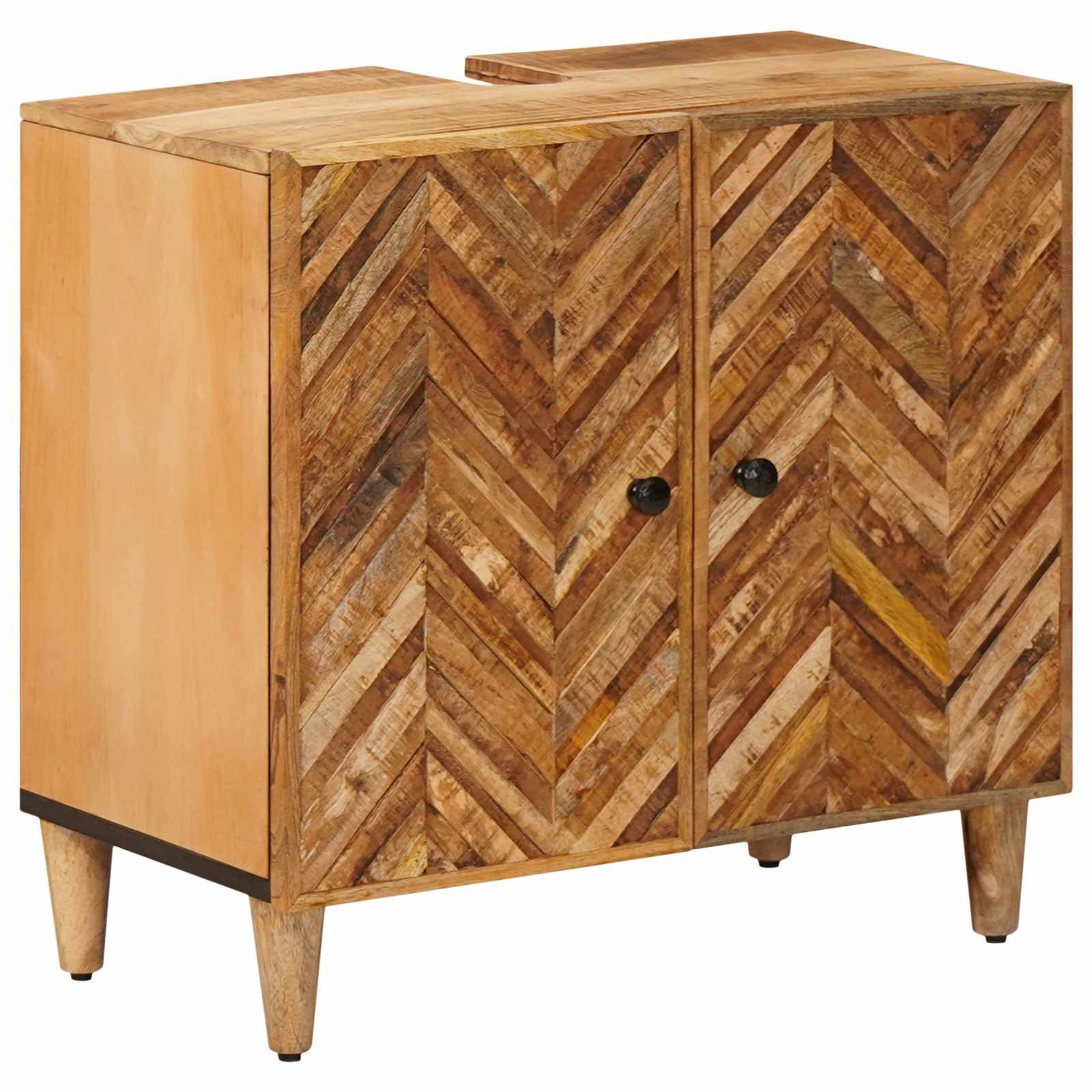 vidaXL Badezimmer-Set Waschbeckenunterschrank Braun 62 x 33 x 58 cm Massivholz, (1-St)