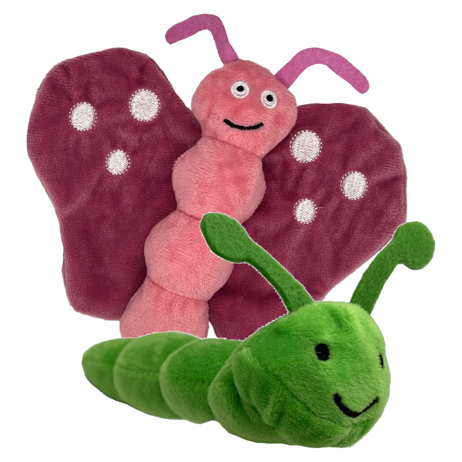 Aumüller Tierkuscheltier Katzenspielzeug Raupe Pedro & Schmetterling Viola, Plüschtier mit K...
