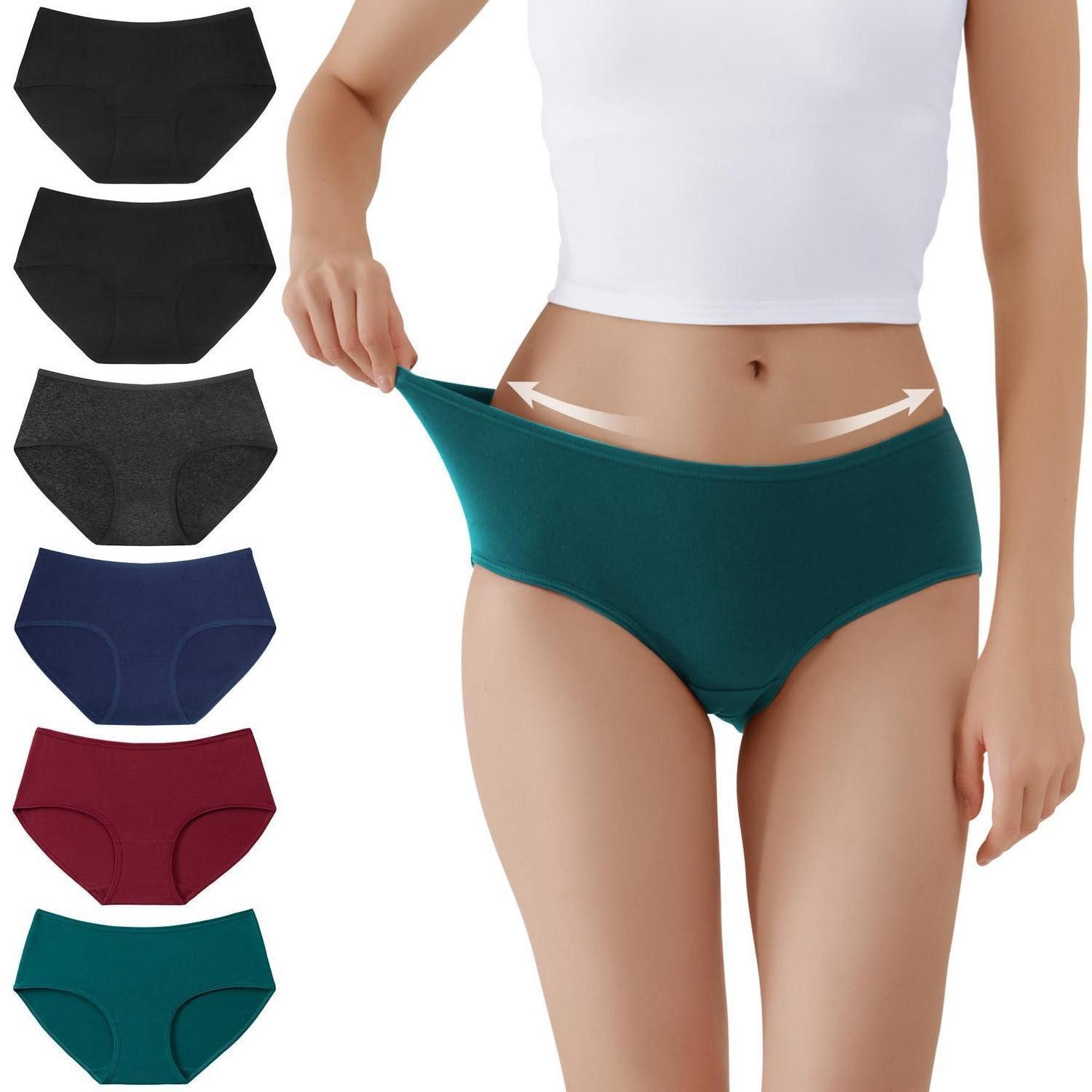 LuxusKollektion Slip Damen Slips 6er Pack Baumwolle Mittel Taille Panties M