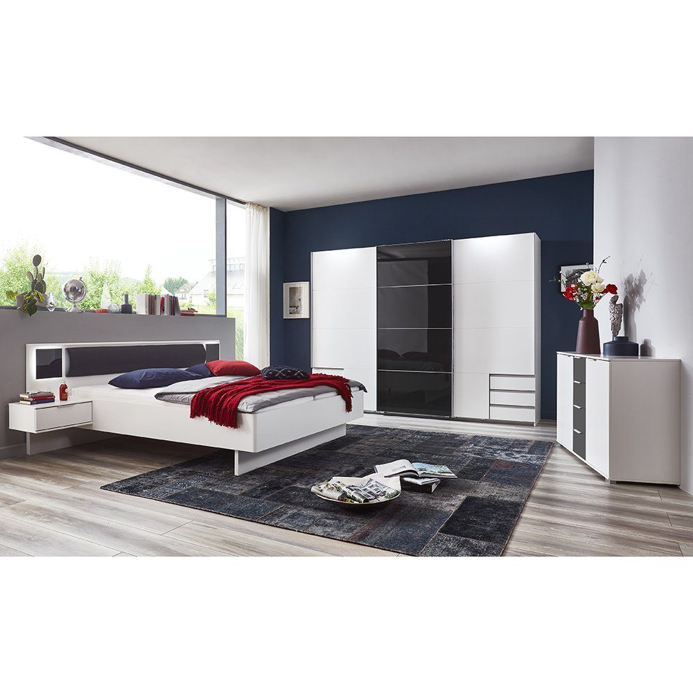 Lomadox Schlafzimmer-Set VIESTE-43, (Spar-Set, 3-tlg), mit Bett 160x200, weiß mit graphit