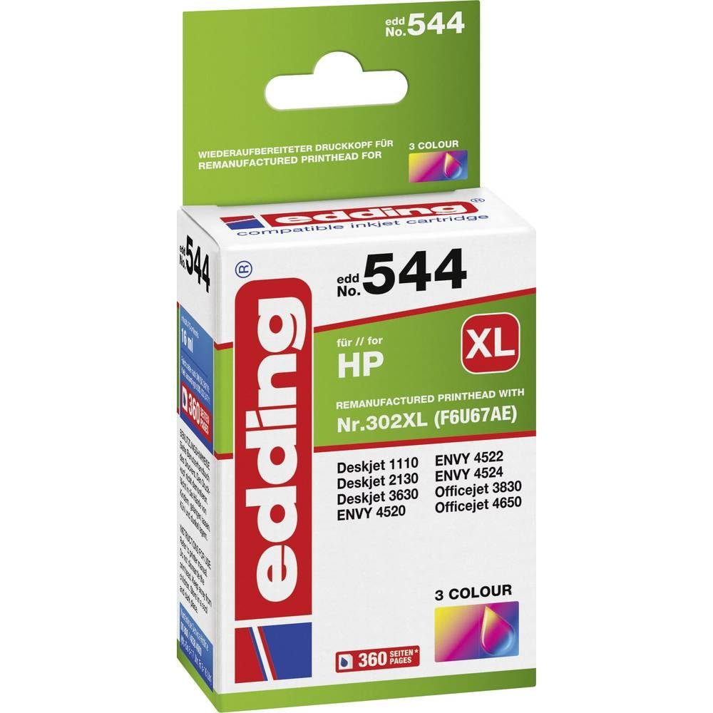 Tintenpatrone edding HP EDD-544 (F6U67AE) colour Druckerpatrone 302XL