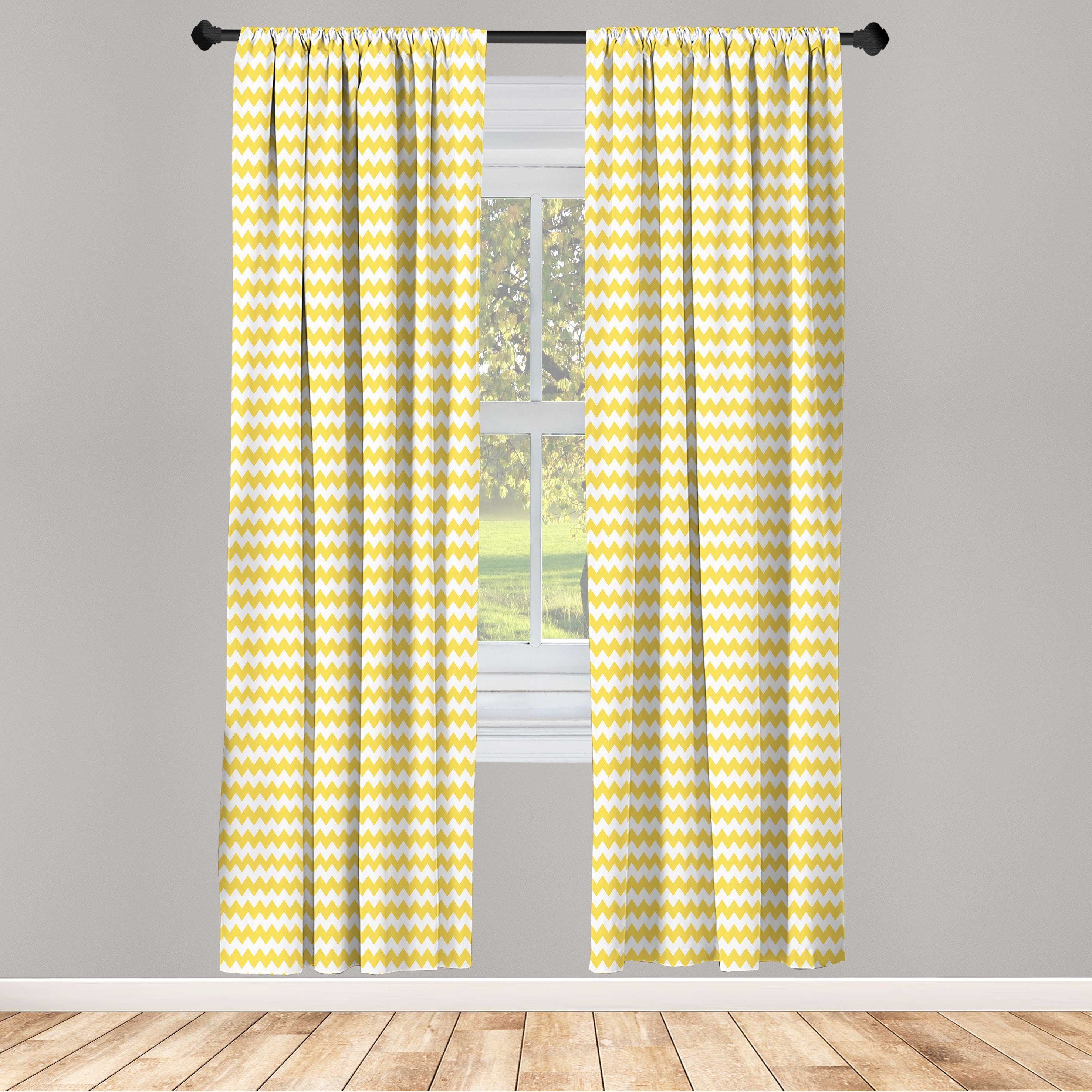 Wohnzimmer Yellow Dekor, Chevron für Microfaser, Abakuhaus, Motiv Old Sharp Schlafzimmer Gardine Vorhang