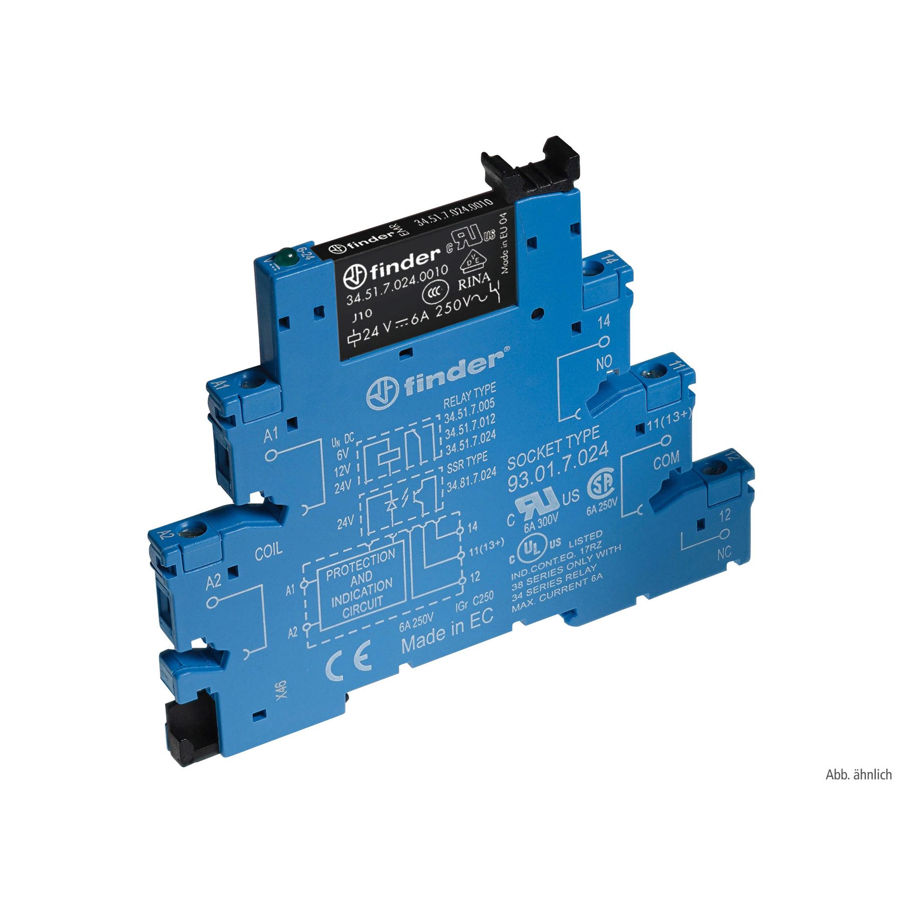 finder Relais-Modul FINDER Koppelrelais mit Schraubanschlüssen, 1 Wechsler, 6 A, Spule 48