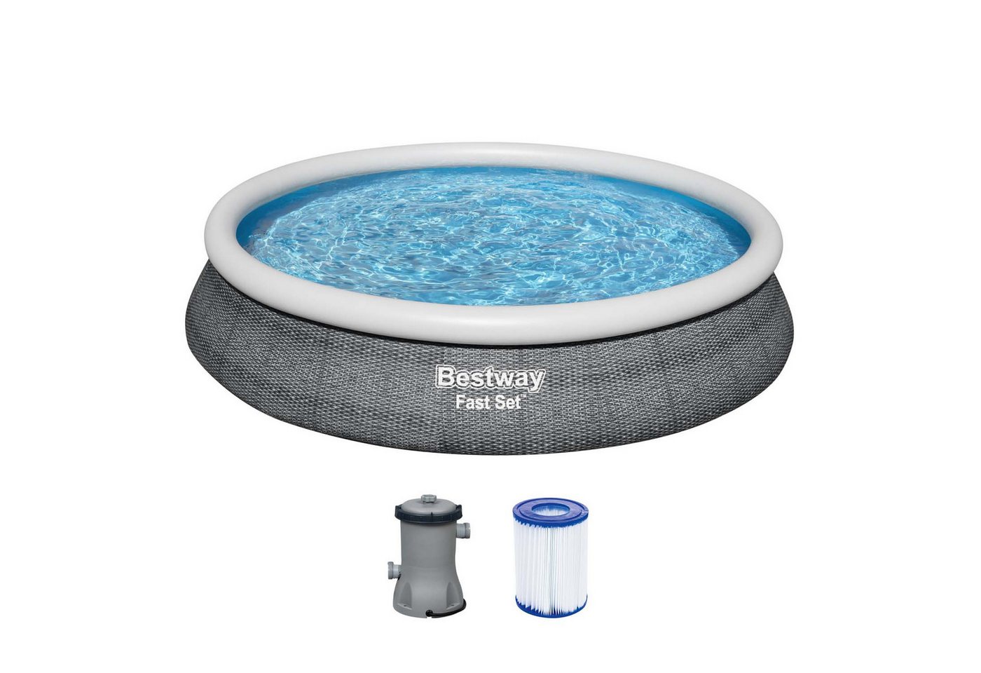 Thumbnail - Bestway Quick-Up Pool Fast Set™ Aufstellpool-Set mit Filterpumpe Ø 457 x 84 cm, Rattan-Optik