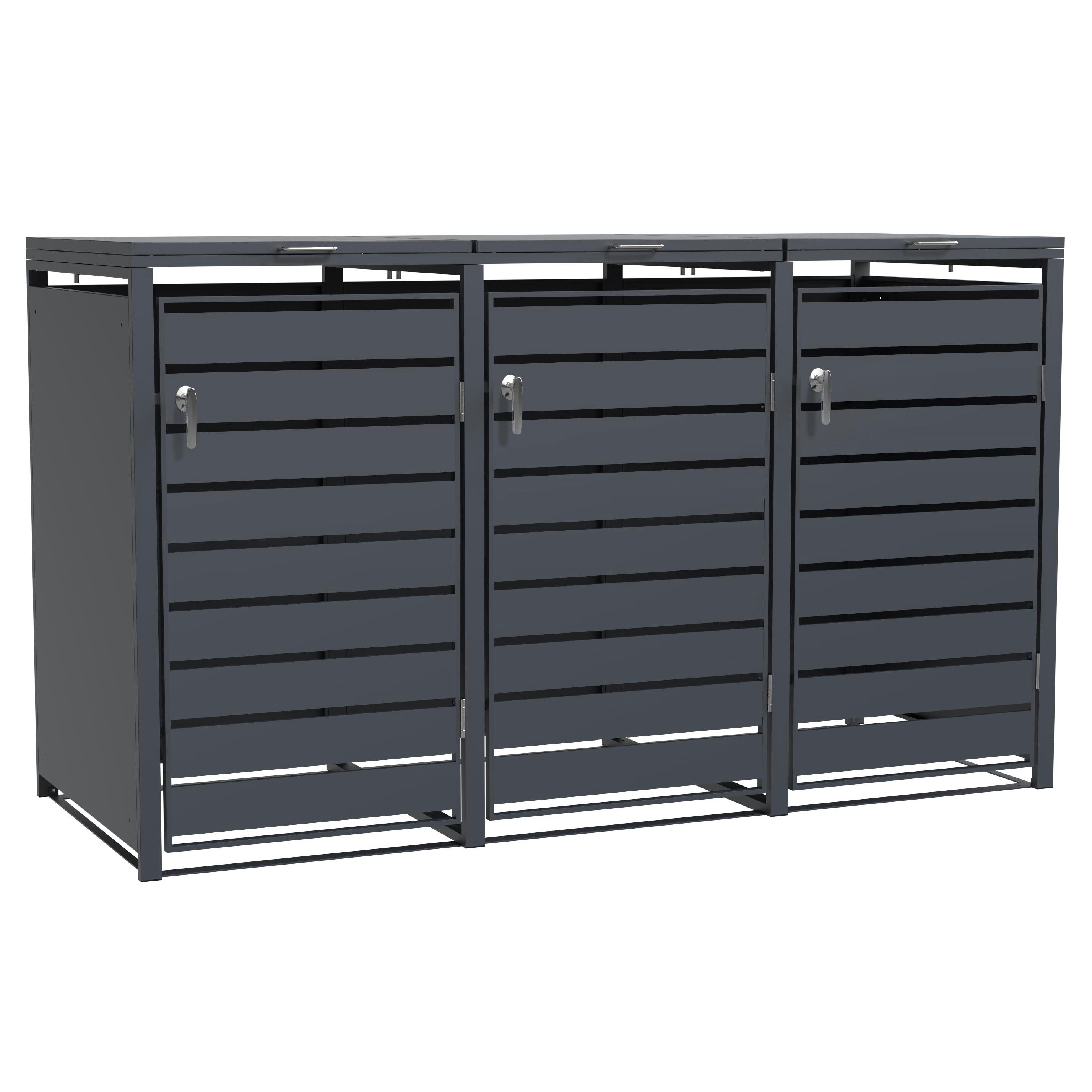 ESTEXO Mülltonnenbox Müllbox Mülltonnenverkleidung 3 Türen Box mit Deckel Anthrazit