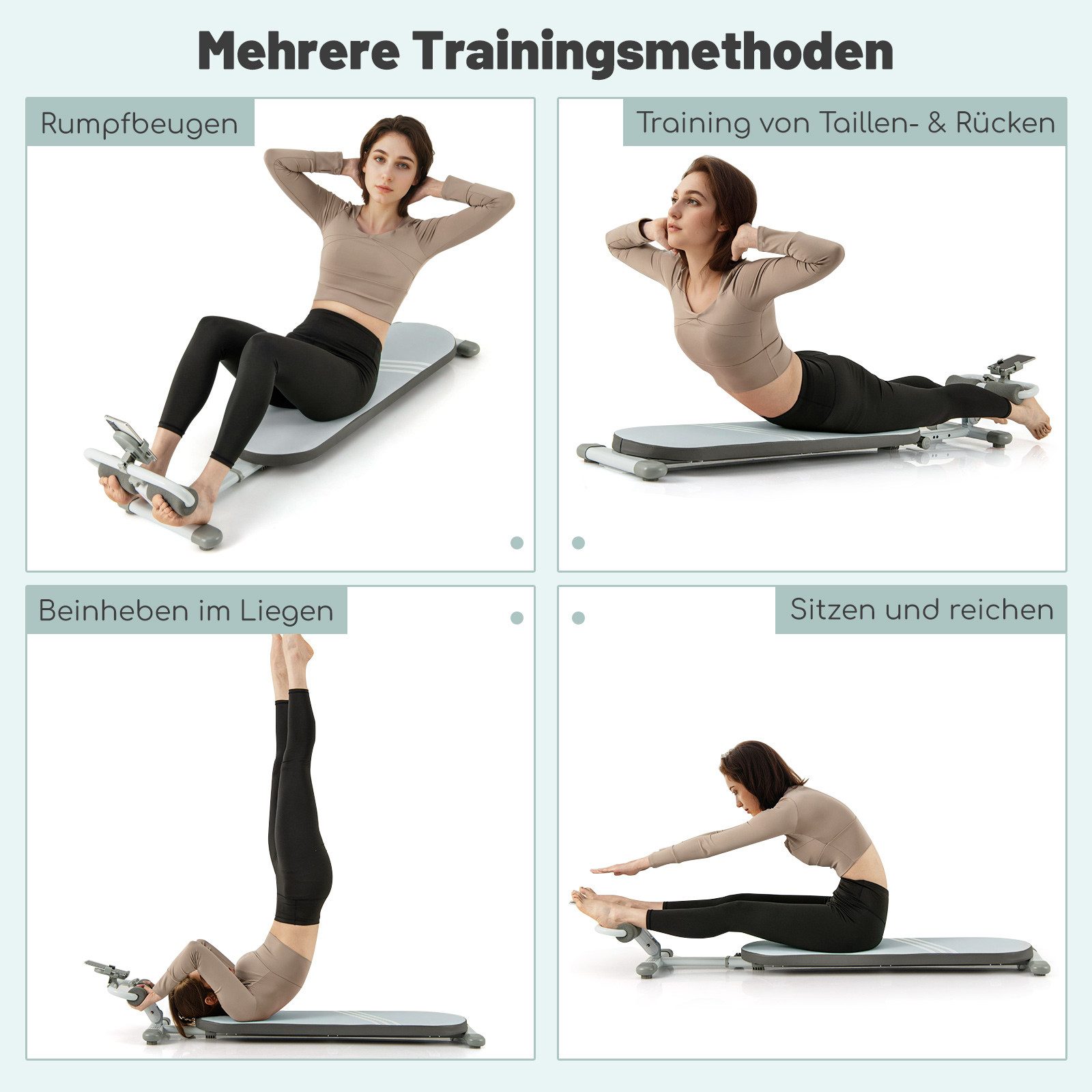 COSTWAY Bauchtrainer, Sit-Up-Bank mit 3-fach verstellbaren Winkeln & verstellbarer Länge