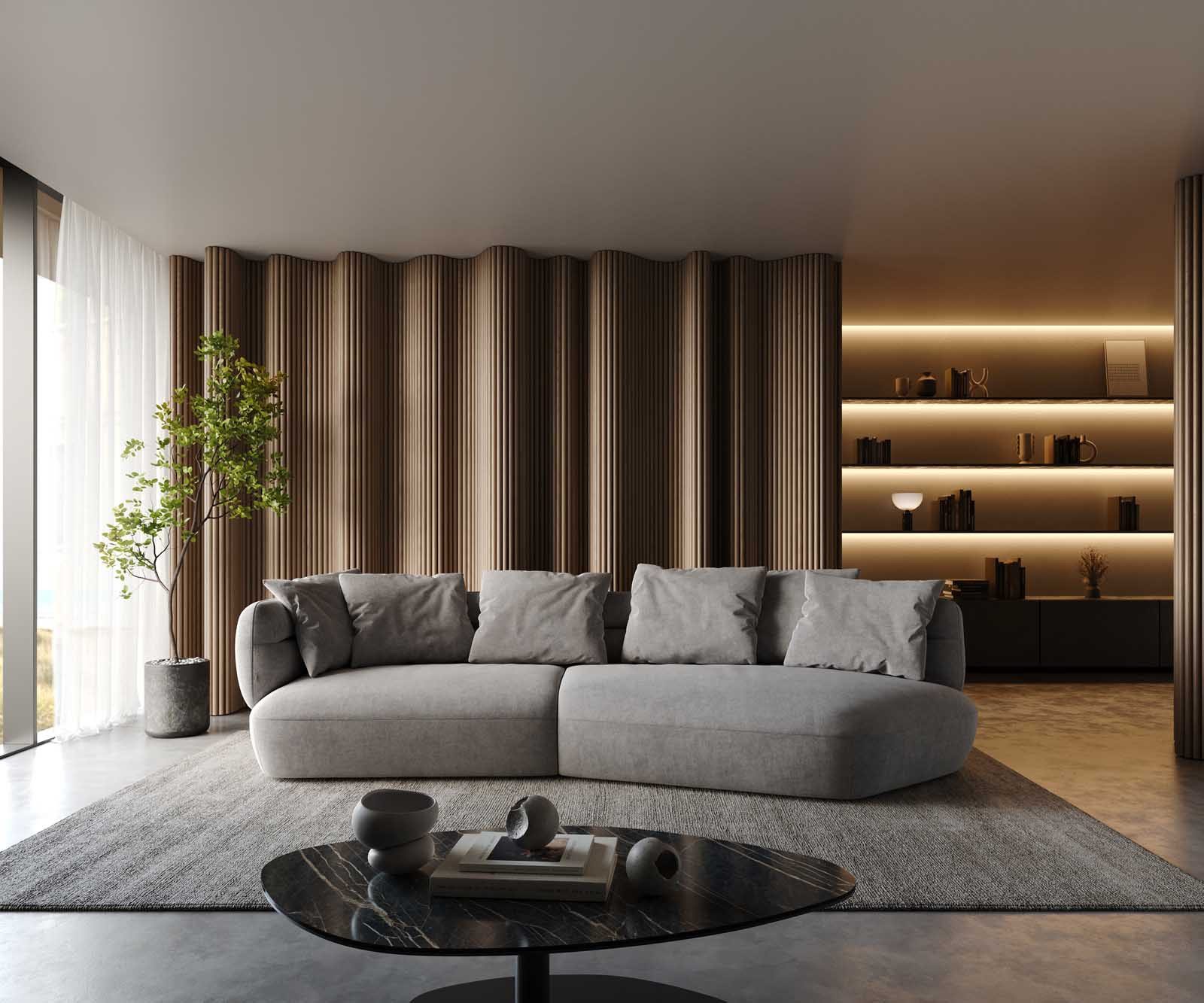 DELIFE Big-Sofa Roya, Mikrofaser Grau 320x140 cm