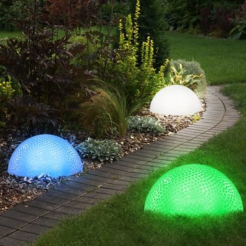 etc-shop Gartenleuchte, LED-Leuchtmittel fest verbaut, Farbwechsel, 6er Set LED Halbkugel Leuchten Grundstück Deko Außen Lampen IP44