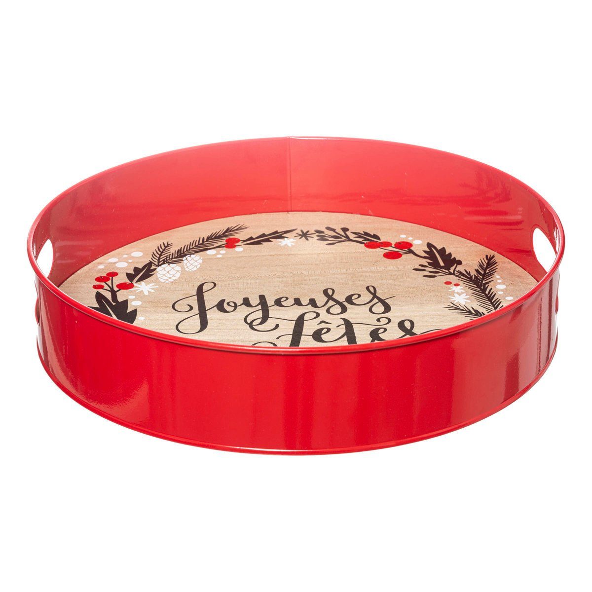 Atmosphera Créateur d'intérieur Tablett Dekotablett mit Weihnachtsmuster, Ø 35 cm, MDF
