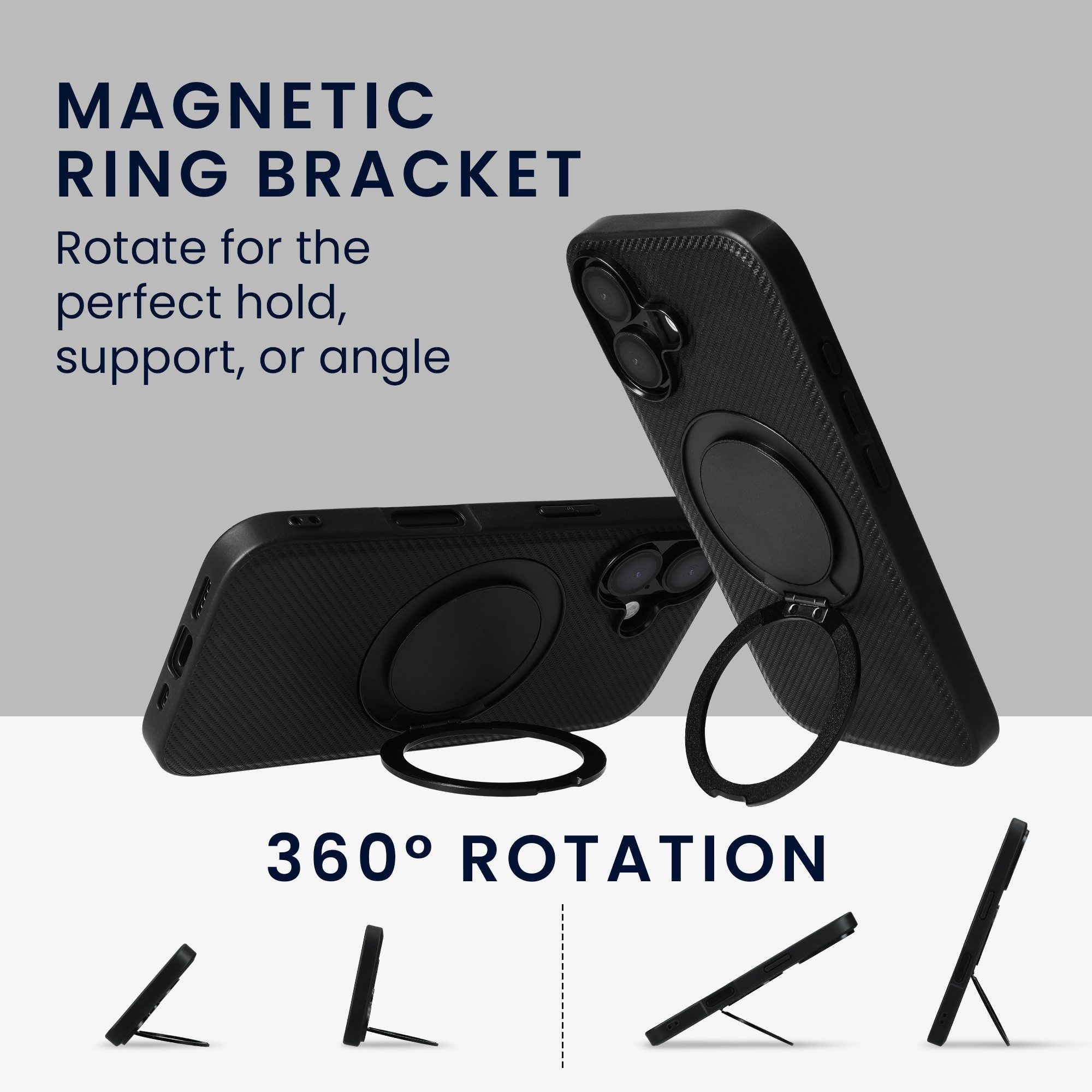kwmobile Smartphone-Hülle Hülle für Apple iPhone 17e / iPhone 16e Handyhülle, Case kompatibel mit MagSafe - Cover mit Ringständer