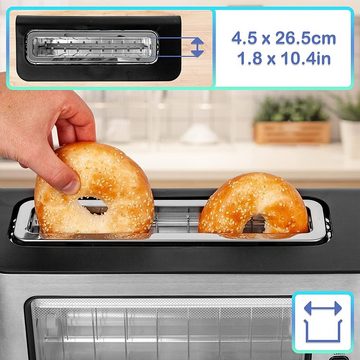 Duronic Toaster, TB10 Toaster mit Glasfenster, Für 2 Scheiben, Sandwichtoast