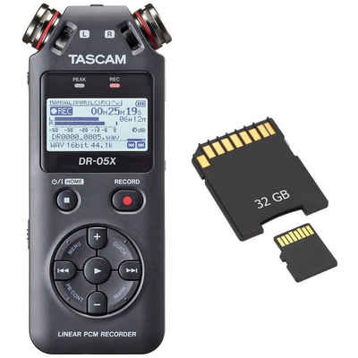 Tascam DR-05X Audio-Recorder Digitales Aufnahmegerät (mit Speicherkarte 32 GB)