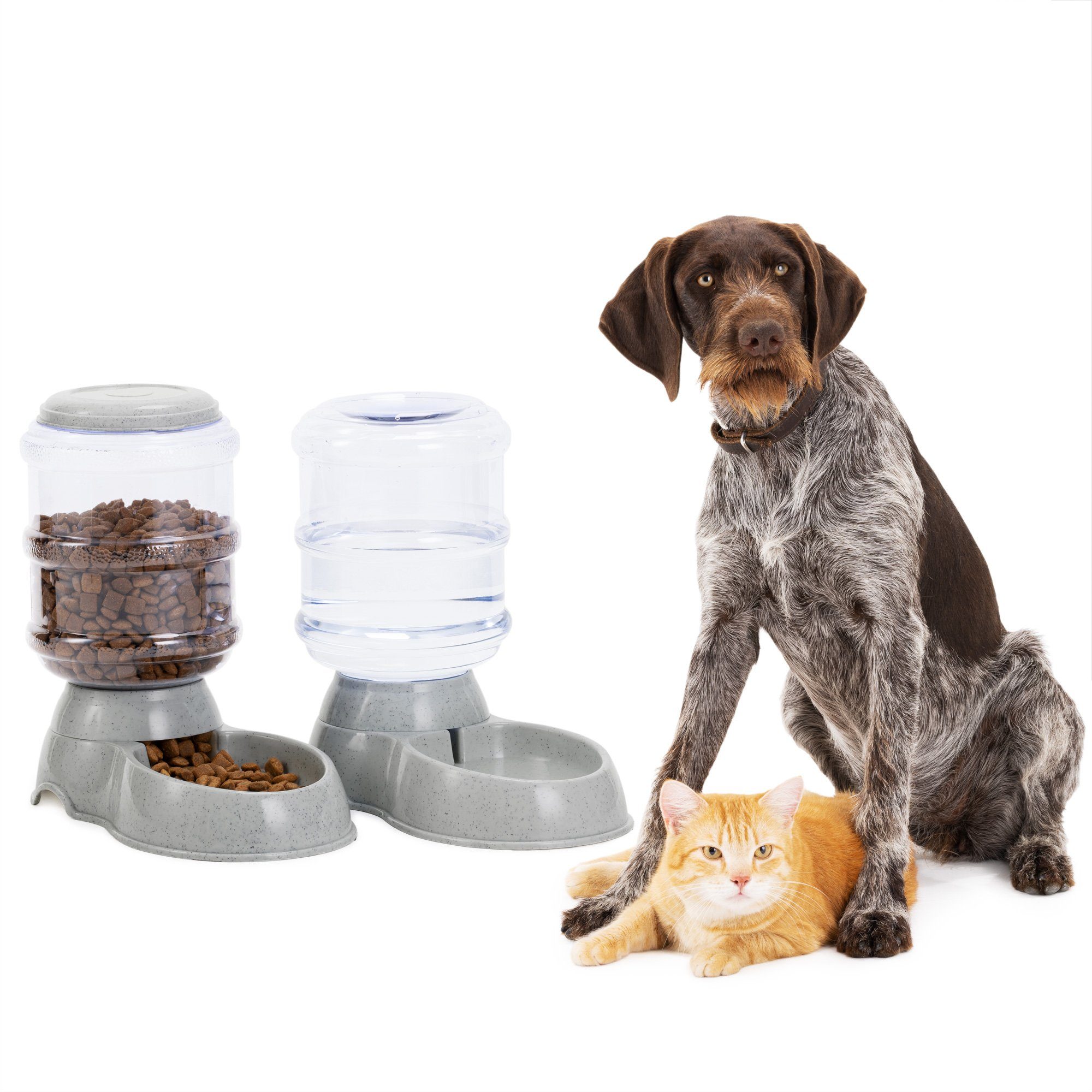Navaris Futterautomat Futterspender und Wasserspender für Haustiere - Set zur Fütterung
