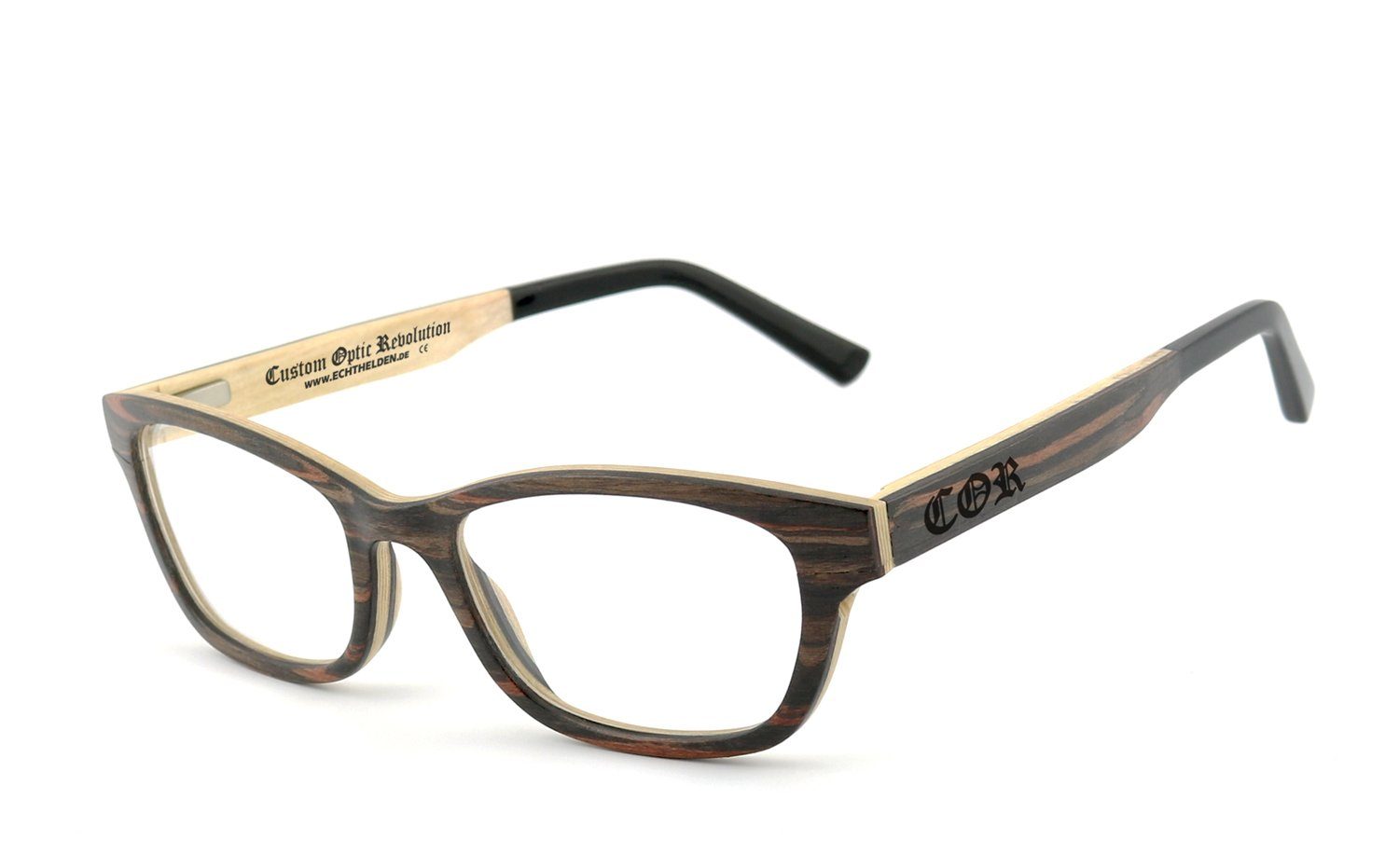 COR Brille COR011 Holzbrille, Bügel mit Flex-Scharnieren