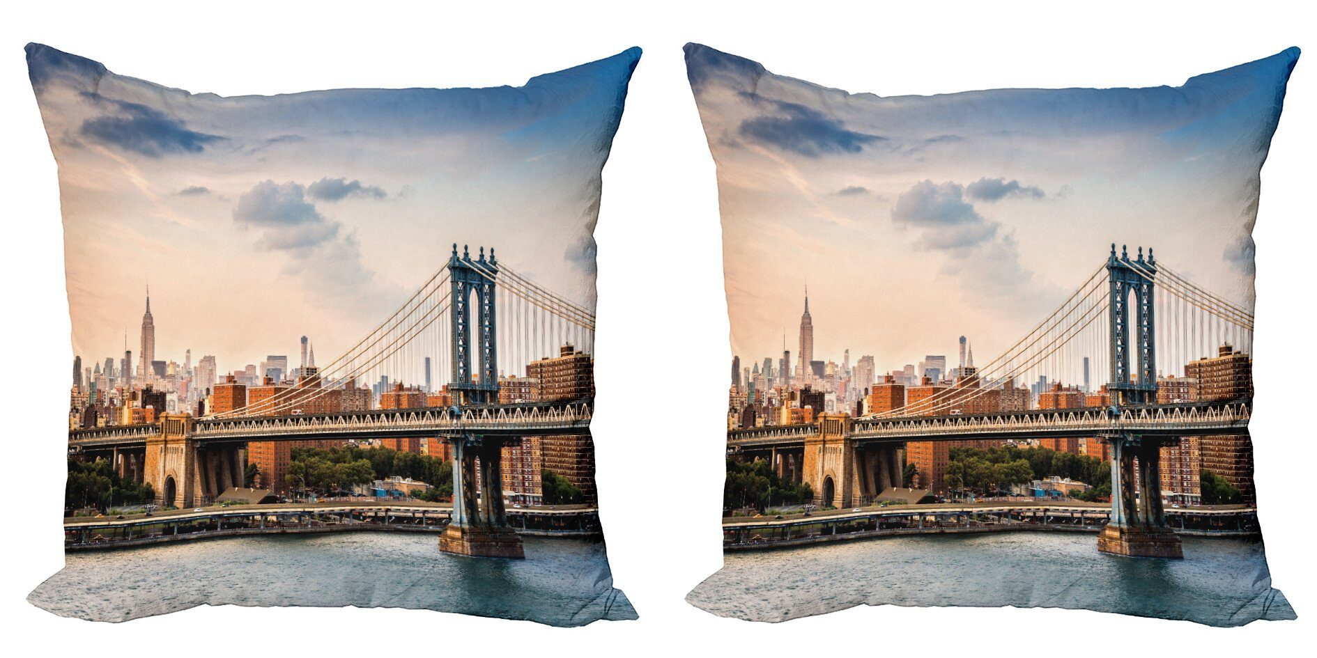 Kissenbezüge Modern Accent Doppelseitiger Digitaldruck, Abakuhaus (2 Stück), Vereinigte Staaten von Amerika Manhattan-Brücke in New York City