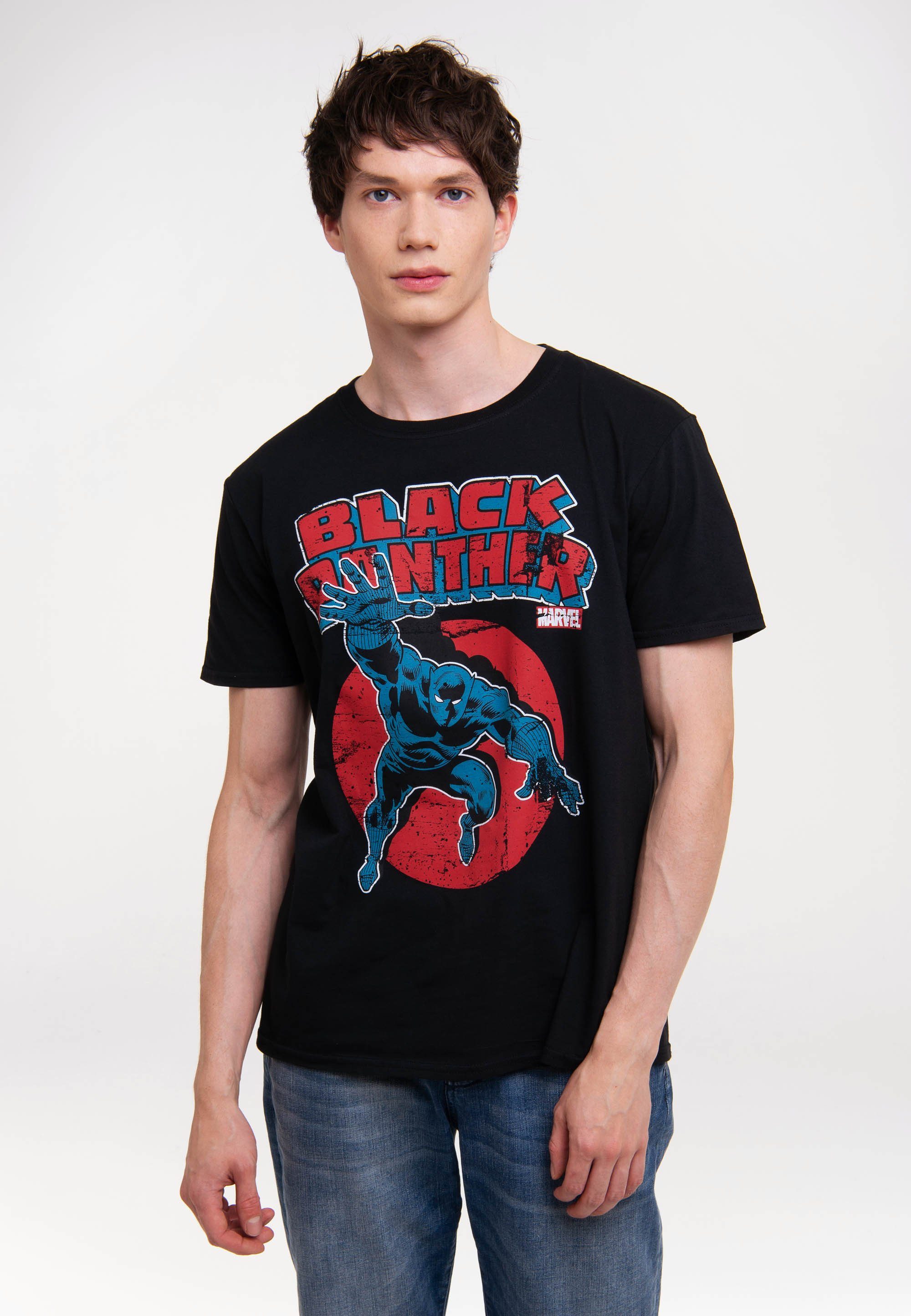 LOGOSHIRT T-Shirt - Panther-Print Panther Black Black Marvel mit