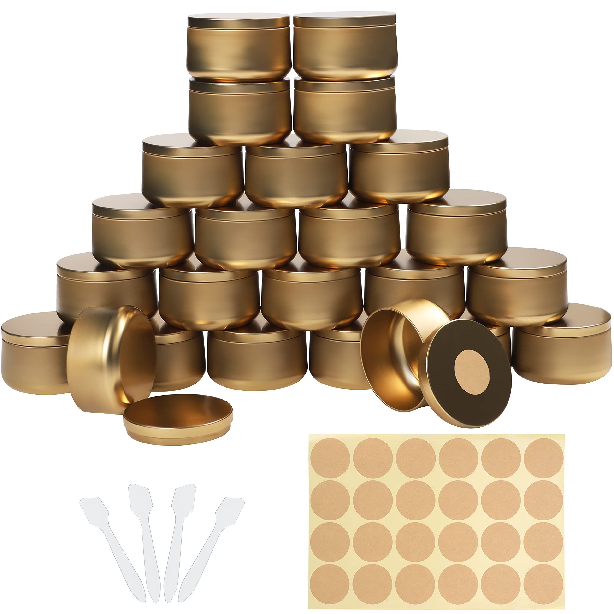 Belle Vous Formkerze Gold-Metall-Kerzengießzubehör: 24 Stück mit Etiketten und Spachtel (24-tlg)