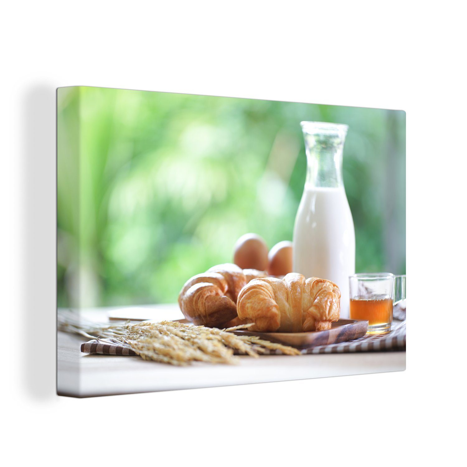 OneMillionCanvasses® Leinwandbild Französisches Frühstück in der Natur, (1 St), Wandbild Leinwandbilder, Aufhängefertig, Wanddeko, 30x20 cm