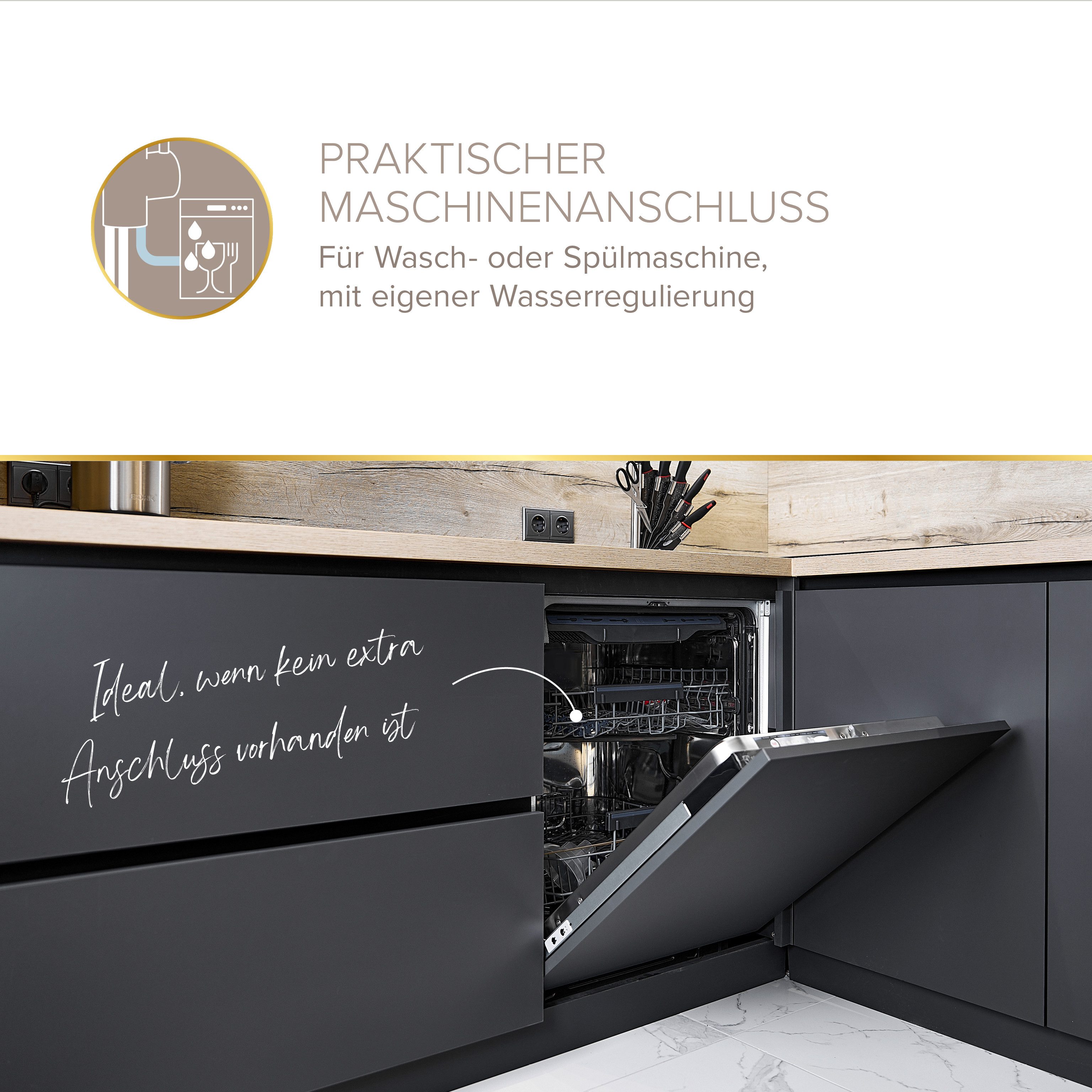 Lenz Küchenarmatur KELA, Chrom mit Geräteanschluss, schwenkbar Praktischer Maschinenanschluss für Spül- oder Waschmaschine