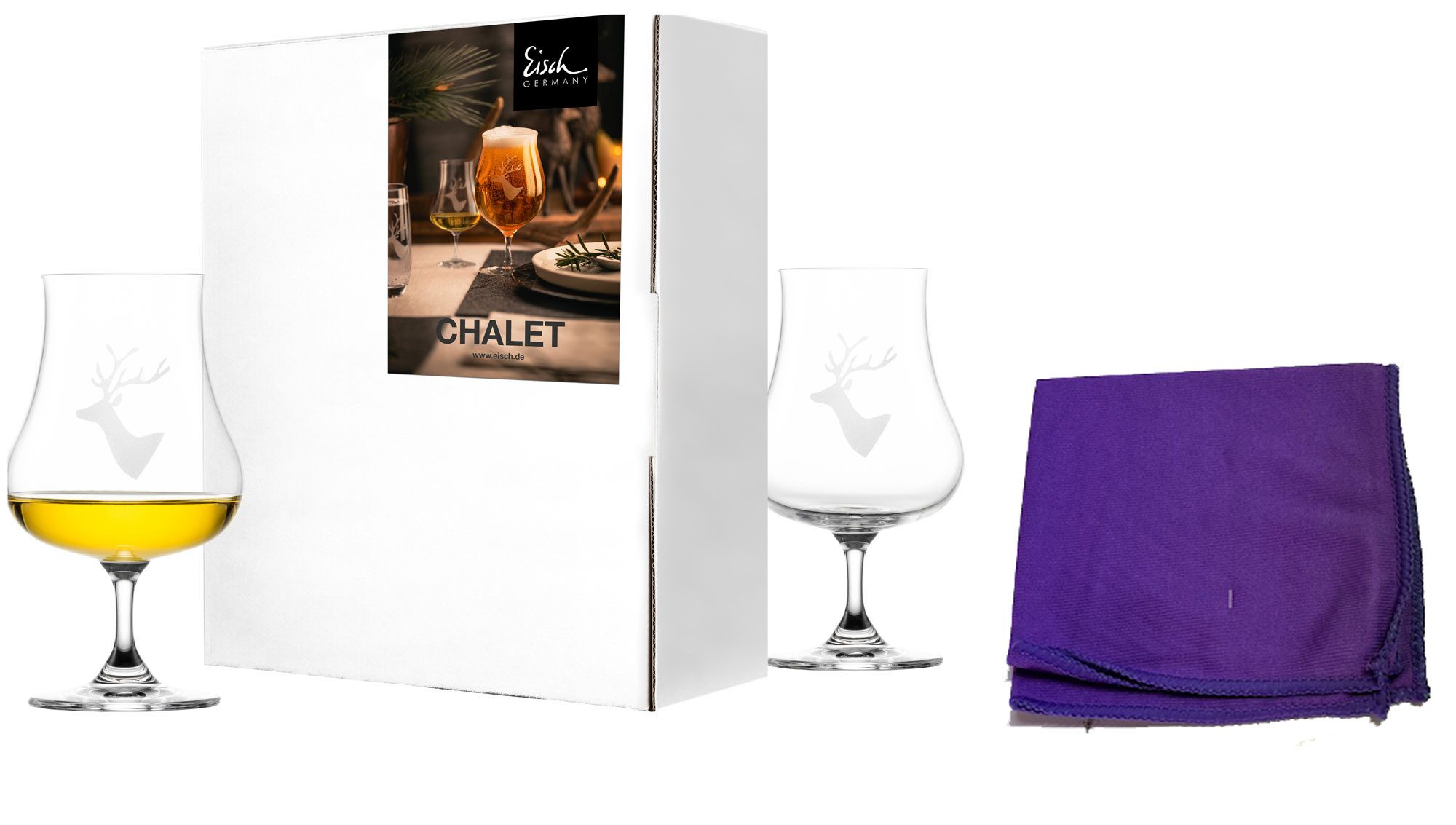 Steinnacher Bärbel Schnapsglas 2 Eisch Universal Spirituosengläser Chalet mit Poliertuch