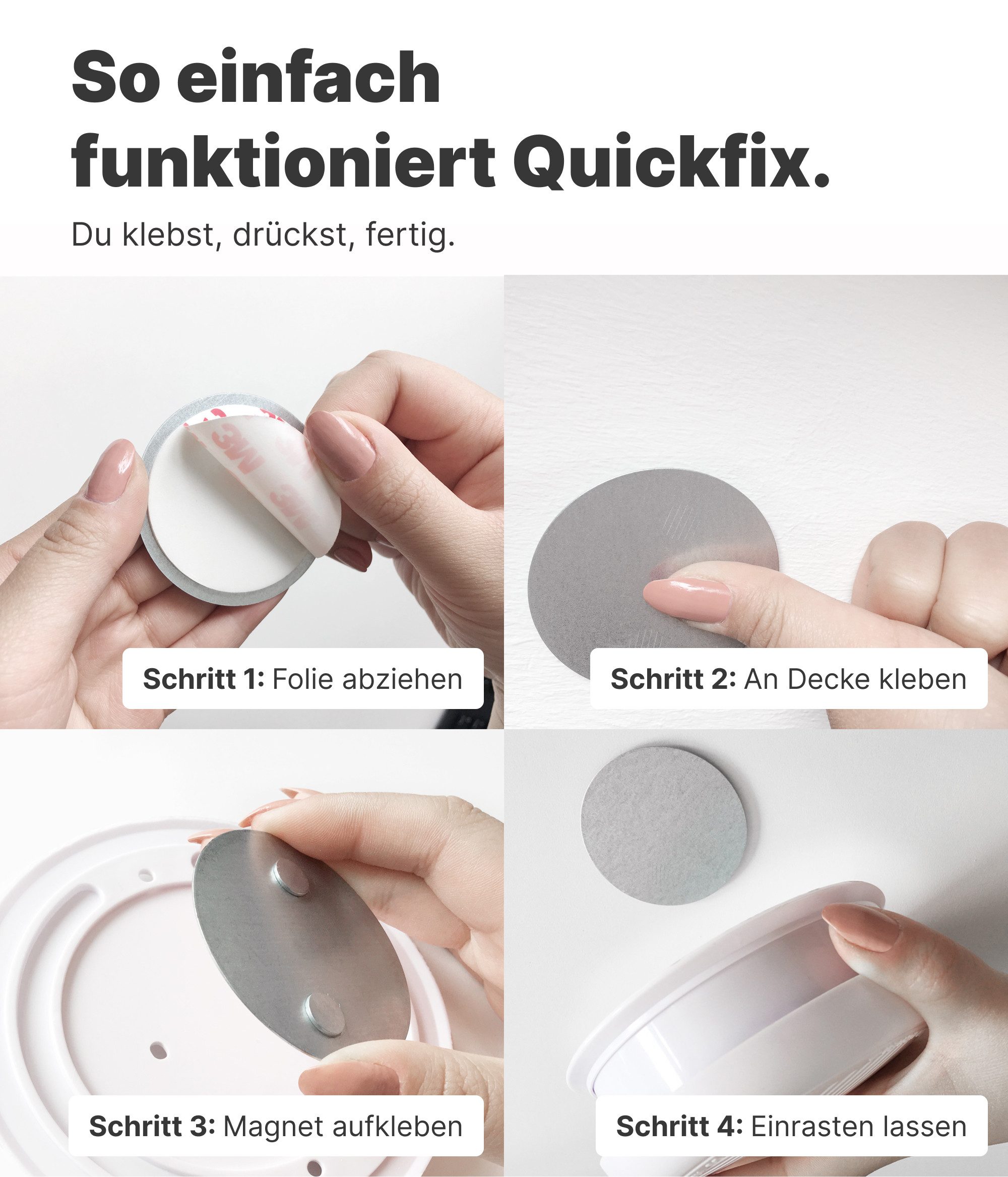 NEMAXX Magnethalter 5x Selbstklebende Magnethalterung mit Magnetplatte Ø60 mm Rauchmelder (Schnelle & sichere Montage ohne Bohren – für Rauch- & Feuermelder)