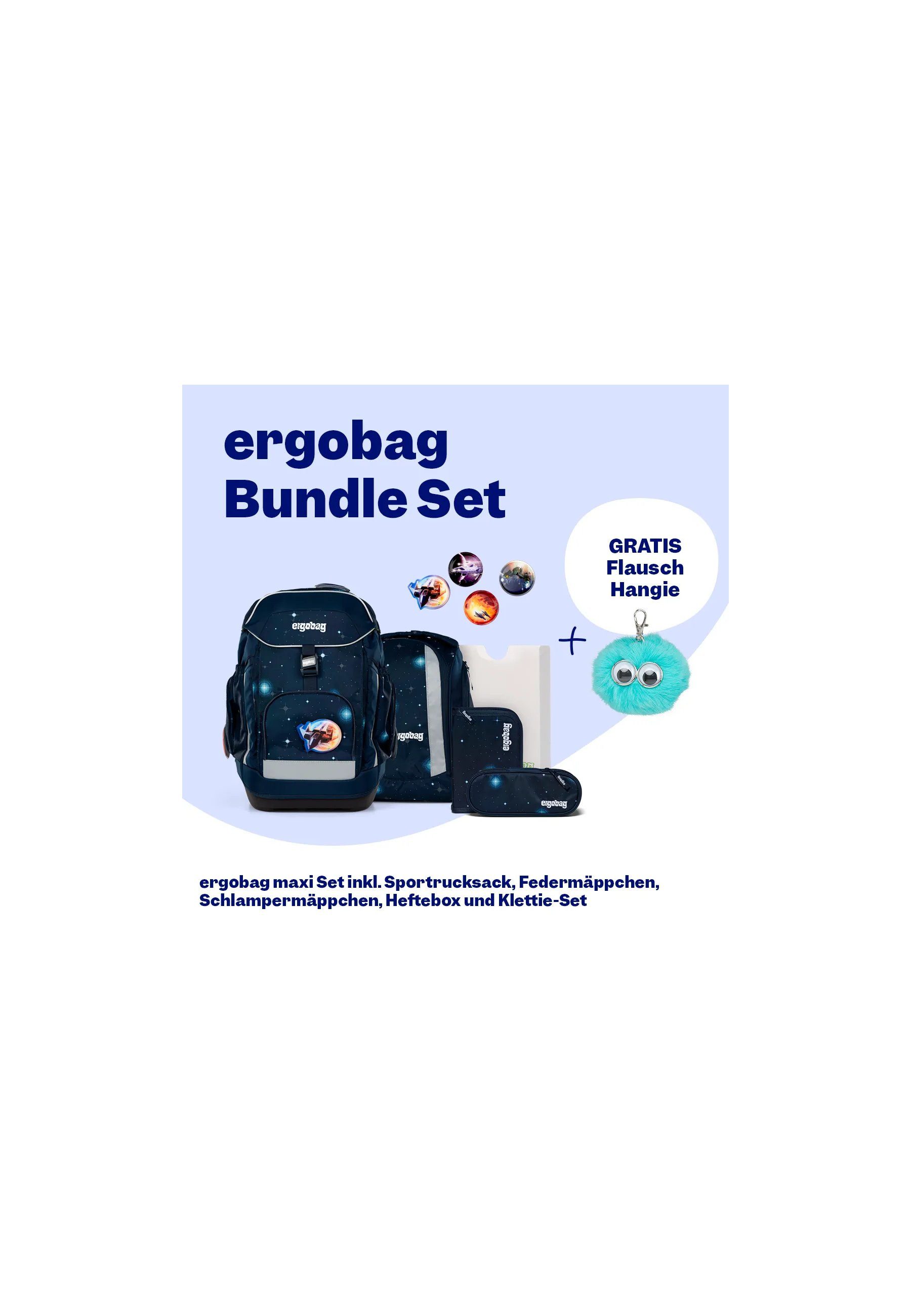 ergobag Schulranzen maxi Set Bundle (6-tlg., 7-teiliges Set), größenverstellbares Rückensystem