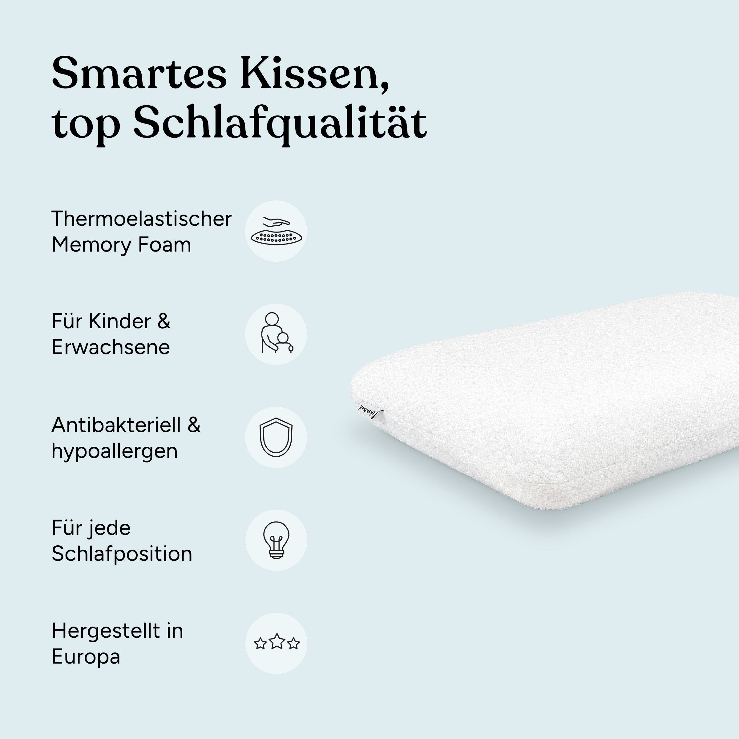 Ehrenkind Nackenstützkissen Memory Foam viskoelastisch, Füllung: Polyurethan Schaum, sanfte Stütze für Kopf & Nacken, ergonomisch, antibakteriell & hypoallergen, optimale Luftzirkulation