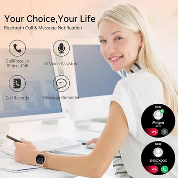 Betatree Damen's Anruf und Antwort-Assistent Fitness-Tracker Smartwatch (1,32 Zoll, Android/iOS), Mit Schrittzähler, Herzfrequenzmesser, 3 Armbänder, wasserdicht