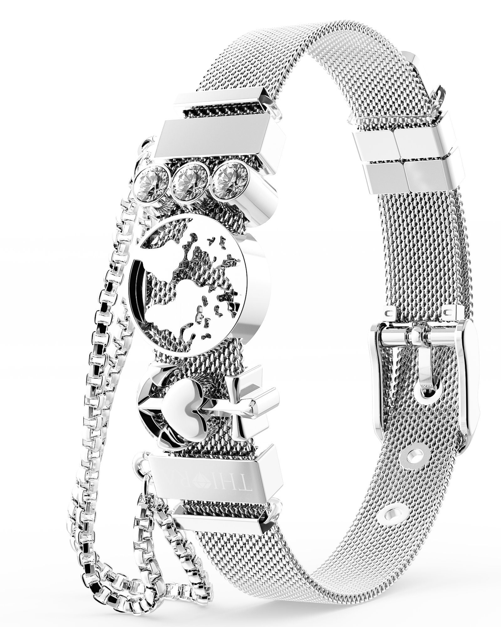 THIORA Charm-Armband Set Charmband Collection (Mesh Armband mit Charms, inkl. der im Hauptbild gezeigten Charms), Armband Set mit Anhängern