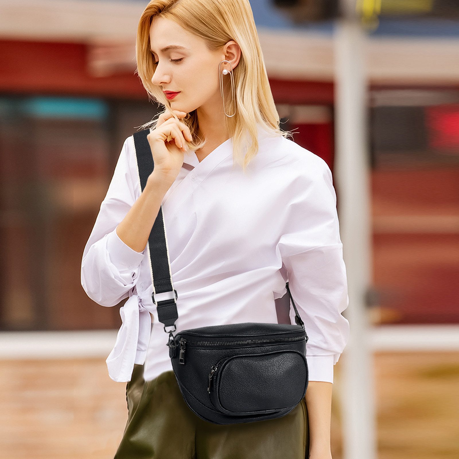TAN.TOMI Bauchtasche Damen Bauchtasche,Umhängetasche Damen Klein Crossbody Bag Bauchtasche, als Schultertasche tragbar mit Verstellbare Schultergurte