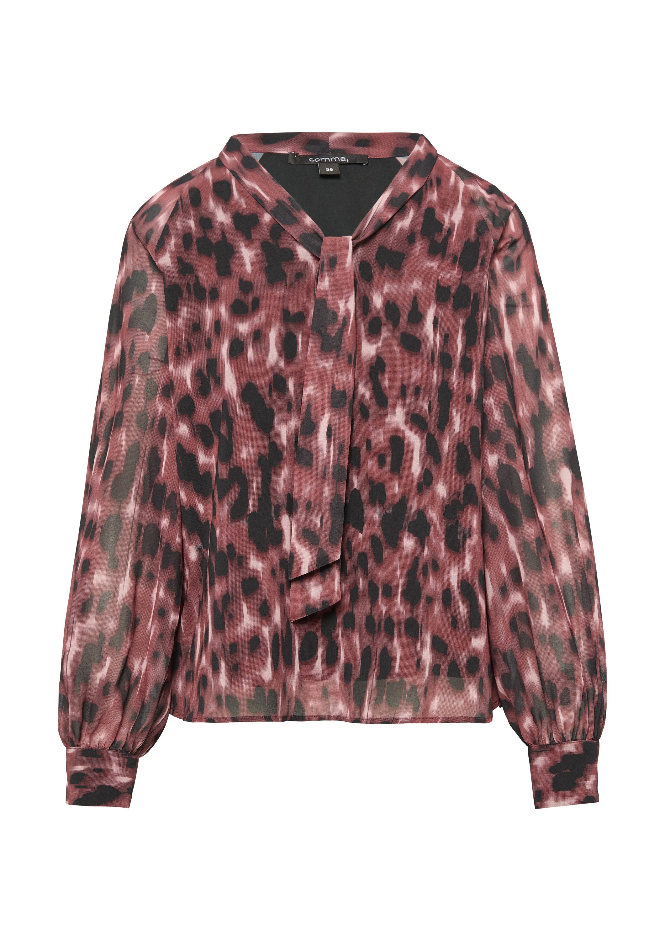 comma Langarmbluse Bluse Chiffon-Bluse mit All-over-Print und Schluppe günstig online kaufen