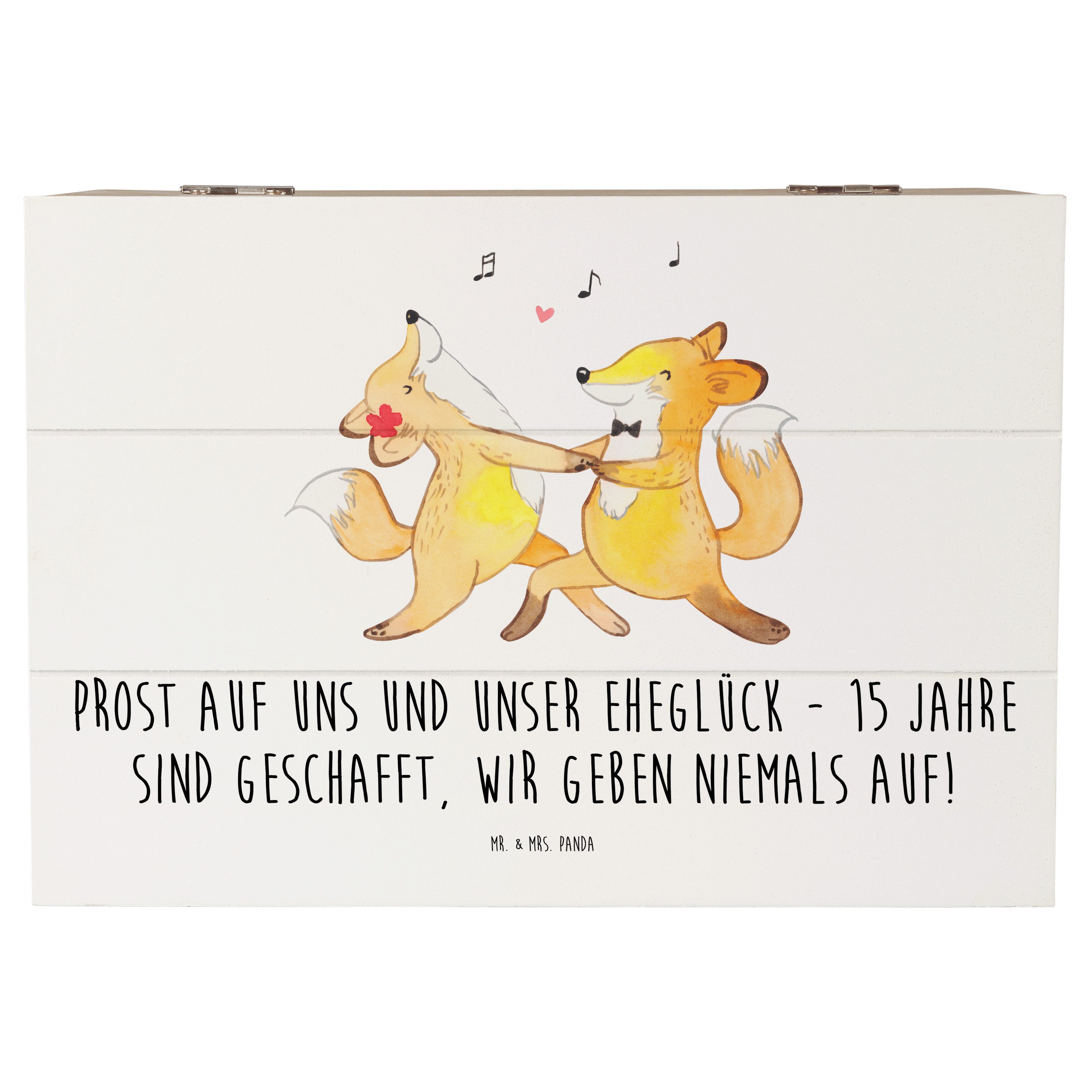 Dekokiste 22 x 15 cm 15. Hochzeitstag Gläserne Hochzeit - Weiß - Geschenk, 15 J